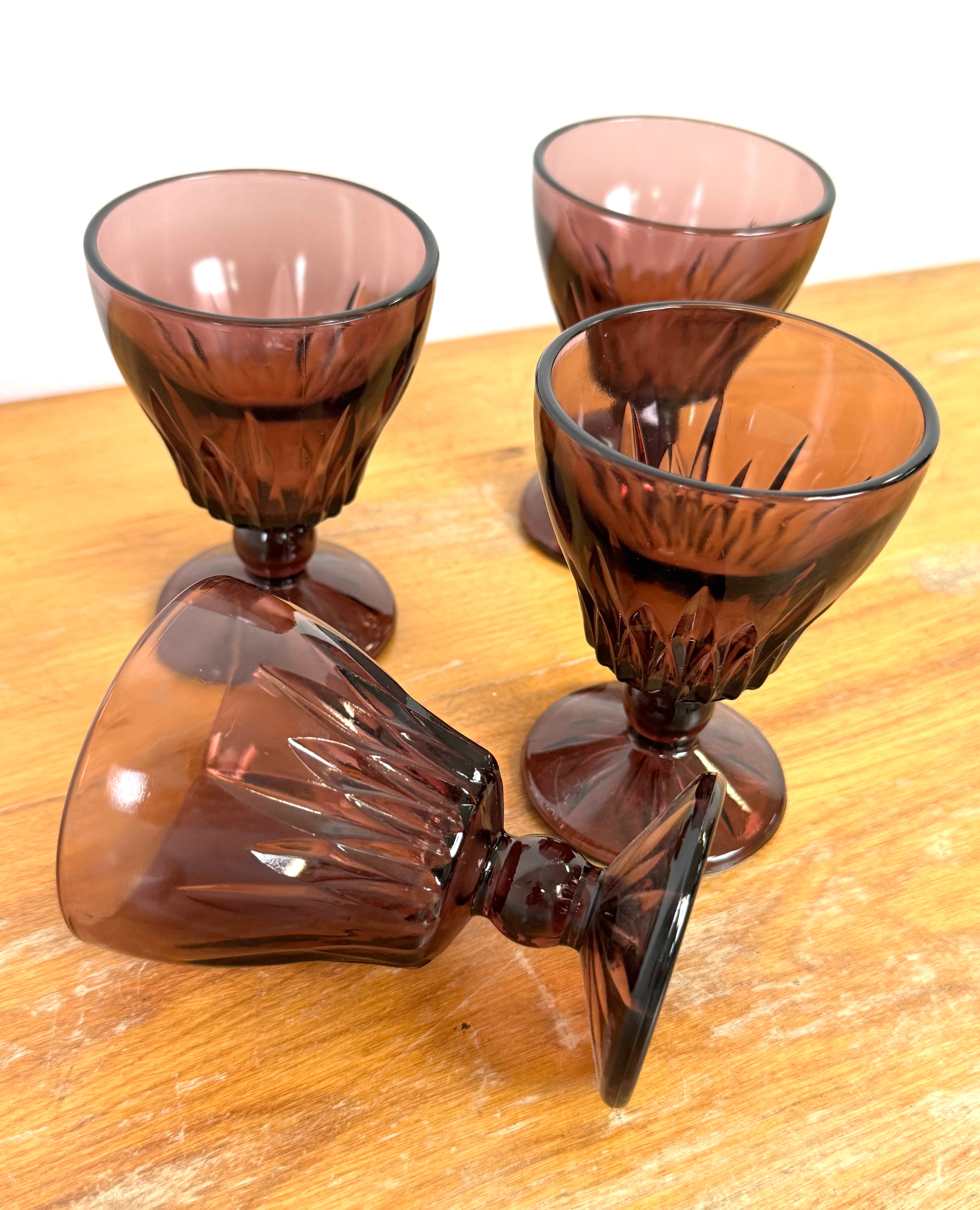 HAZEL ATLAS 'Morrocan' Amethyst Glasses Set of 4
