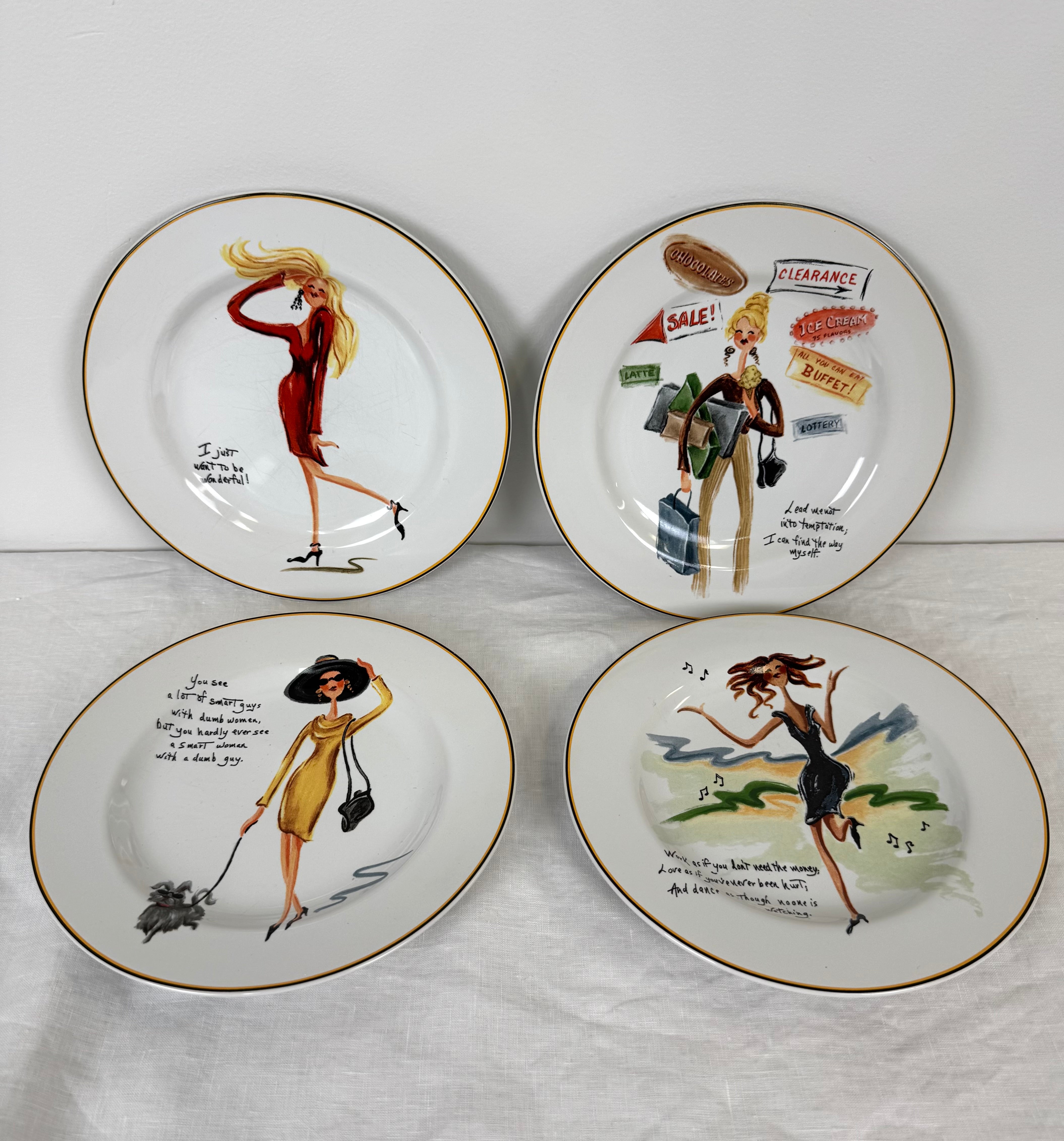 'Glamour Girls' 8" Plates Set of 4