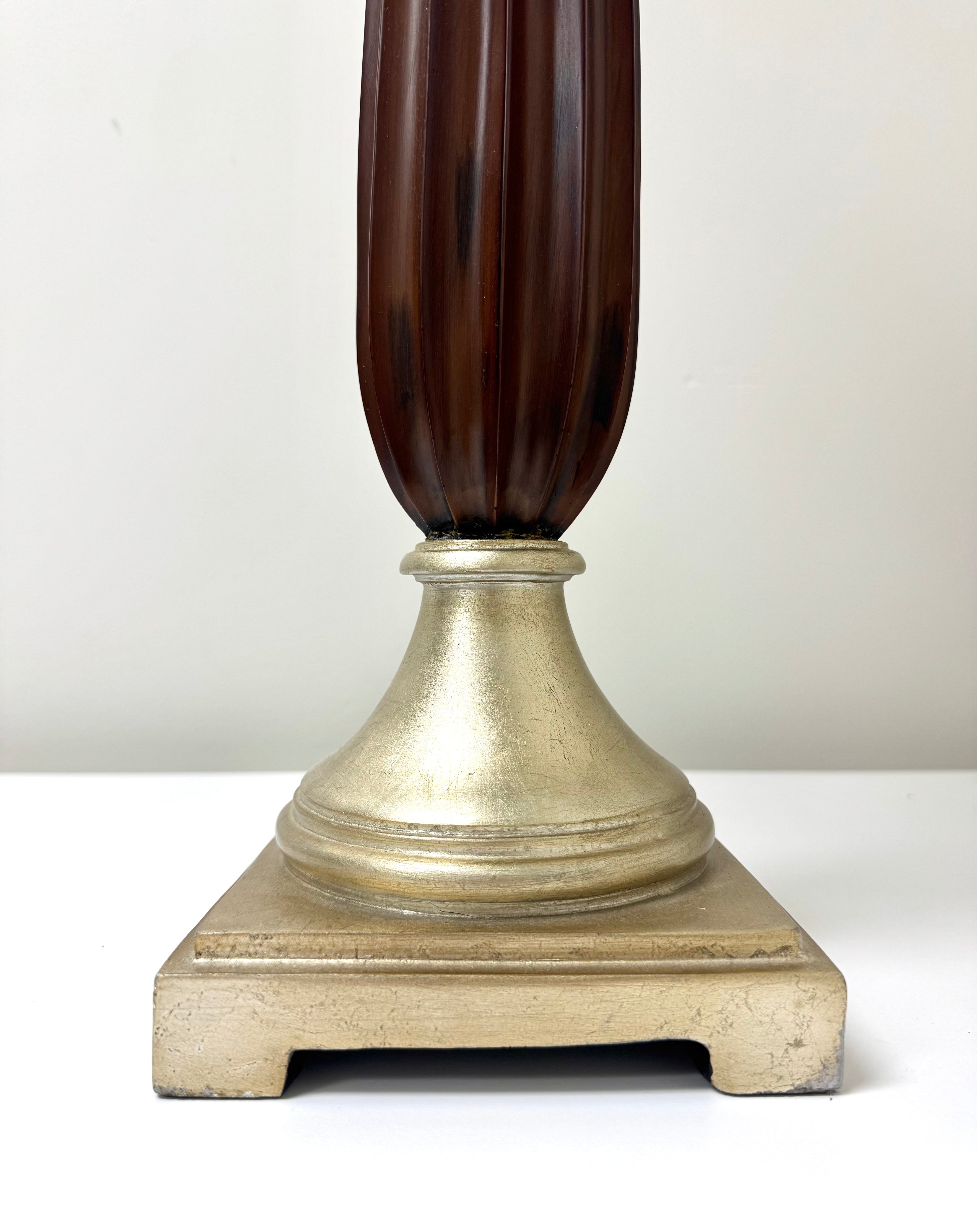 Dark Wood Fluted Column Lamp