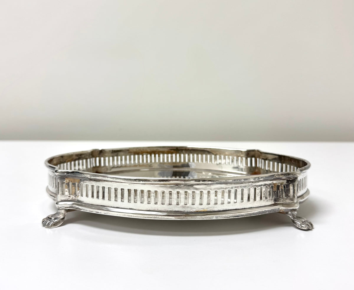 Vintage Silverplate Footed Gallery Tray