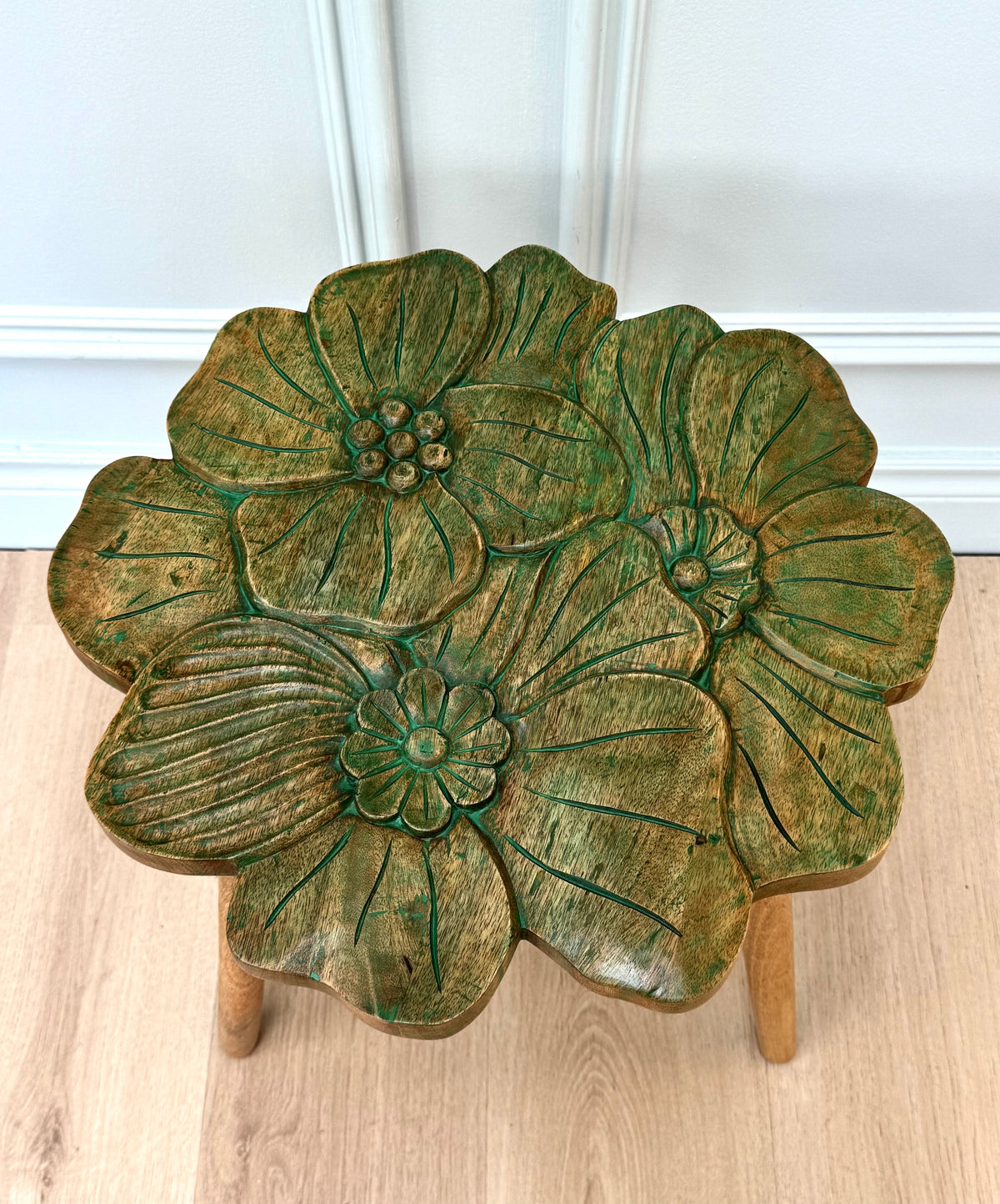 Green Wash Flower Side Table