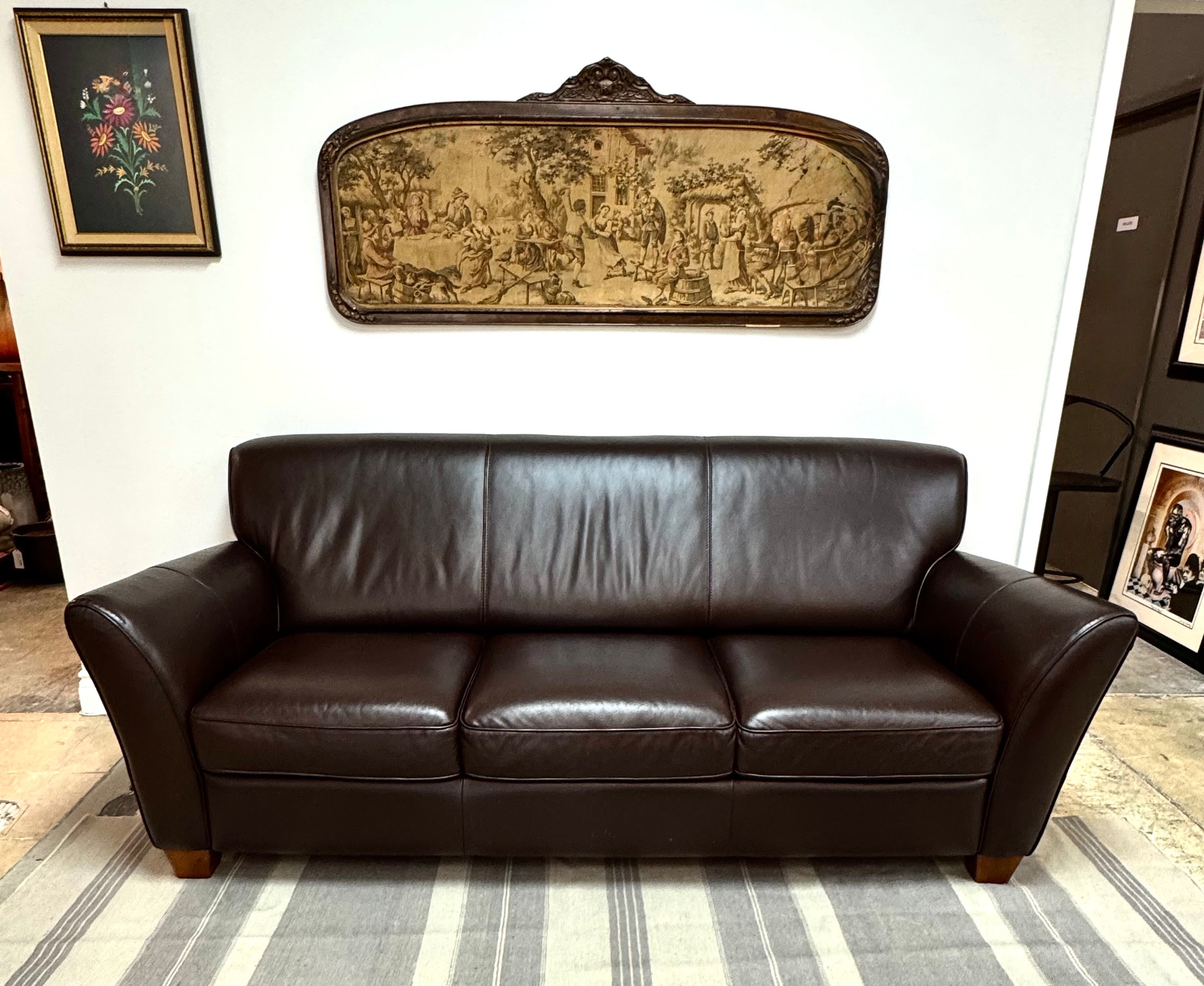 NATUZZI Chocolate Brown Leather 86" Sofa