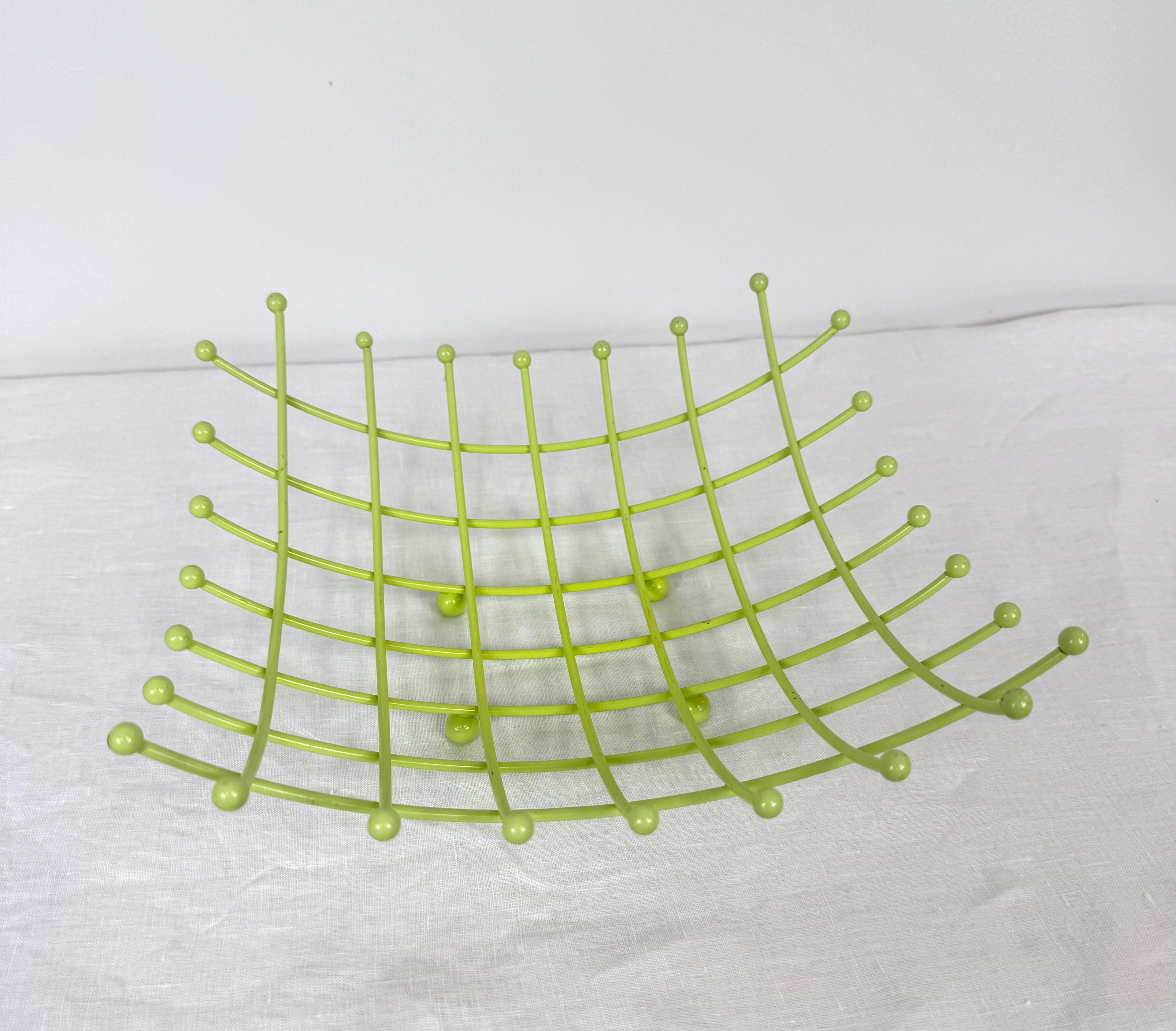 Vintage Lime Green Wire Fruit Basket