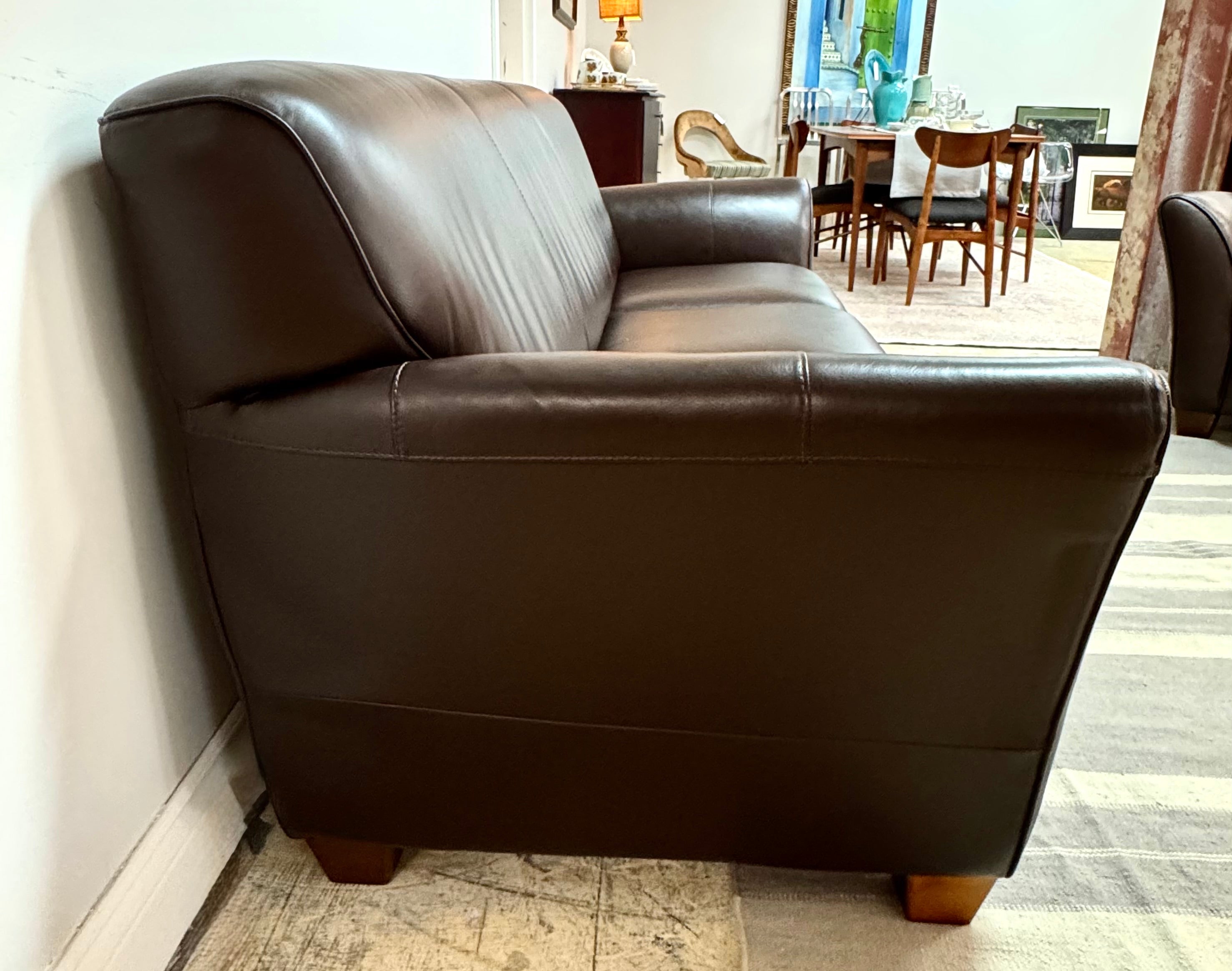 NATUZZI Chocolate Brown Leather 86" Sofa