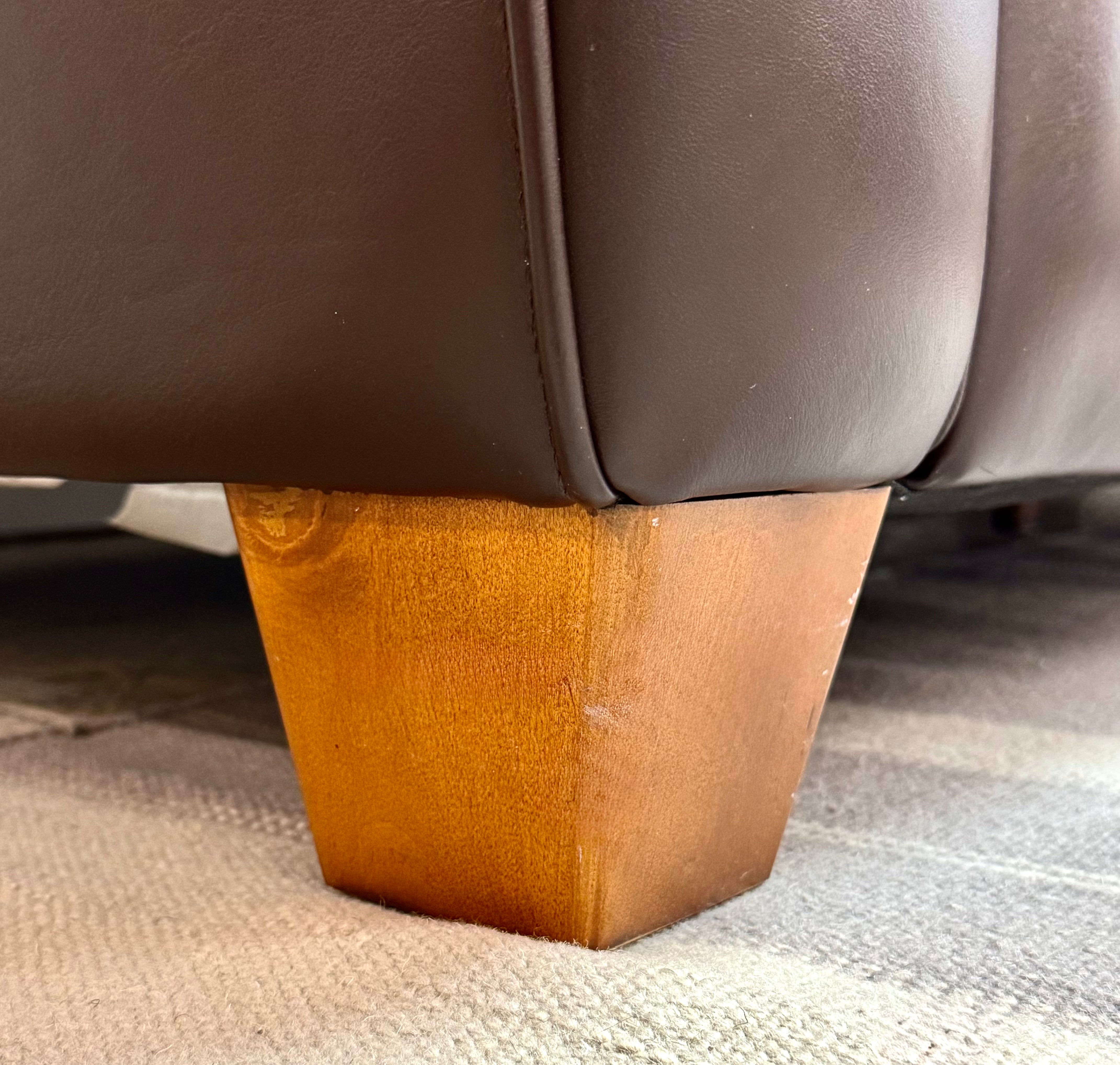 NATUZZI Chocolate Brown Leather 86" Sofa
