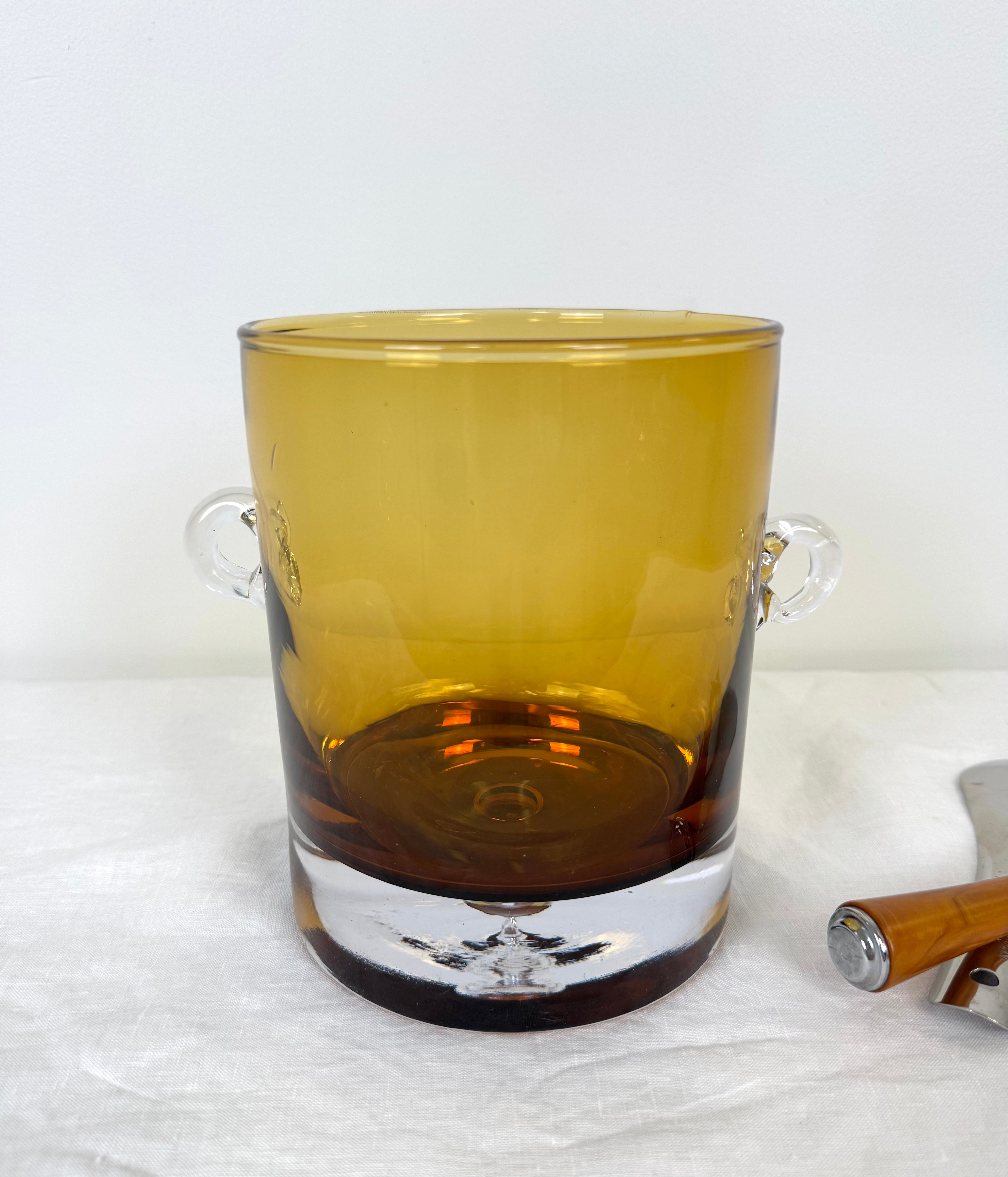 Vintage ASEDA Topaz Glass Ice Bucket