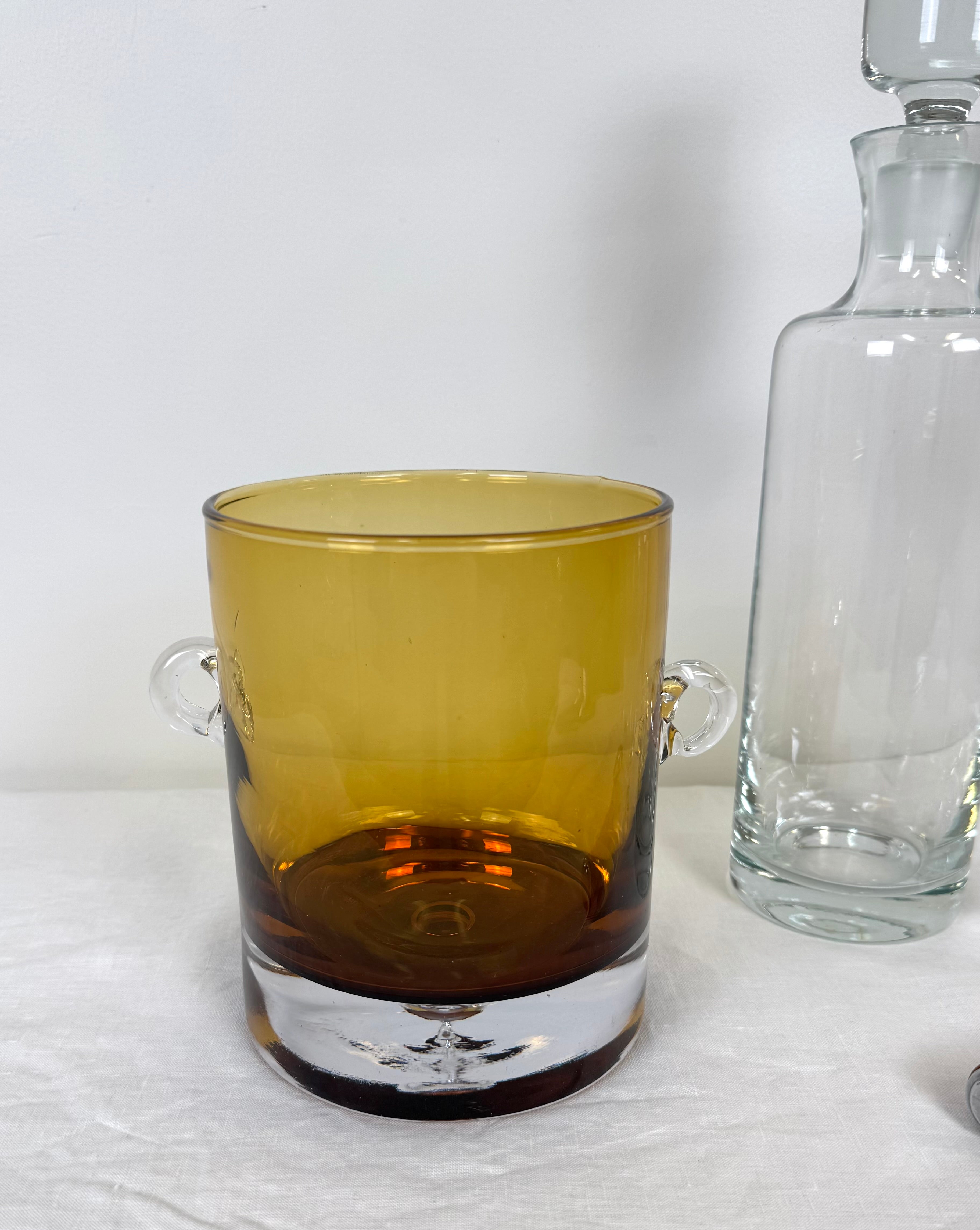 Vintage ASEDA Topaz Glass Ice Bucket