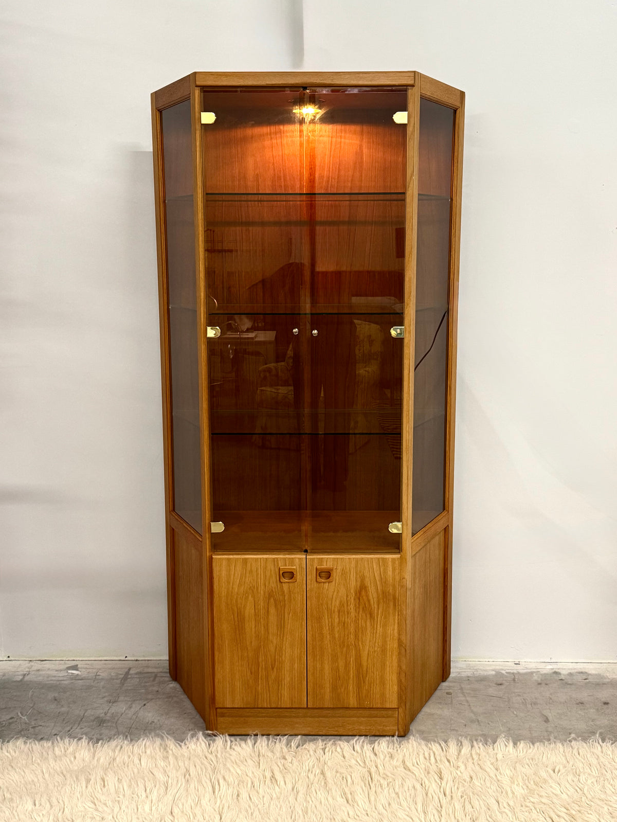Vintage MCM Teak Lighted Cabinet