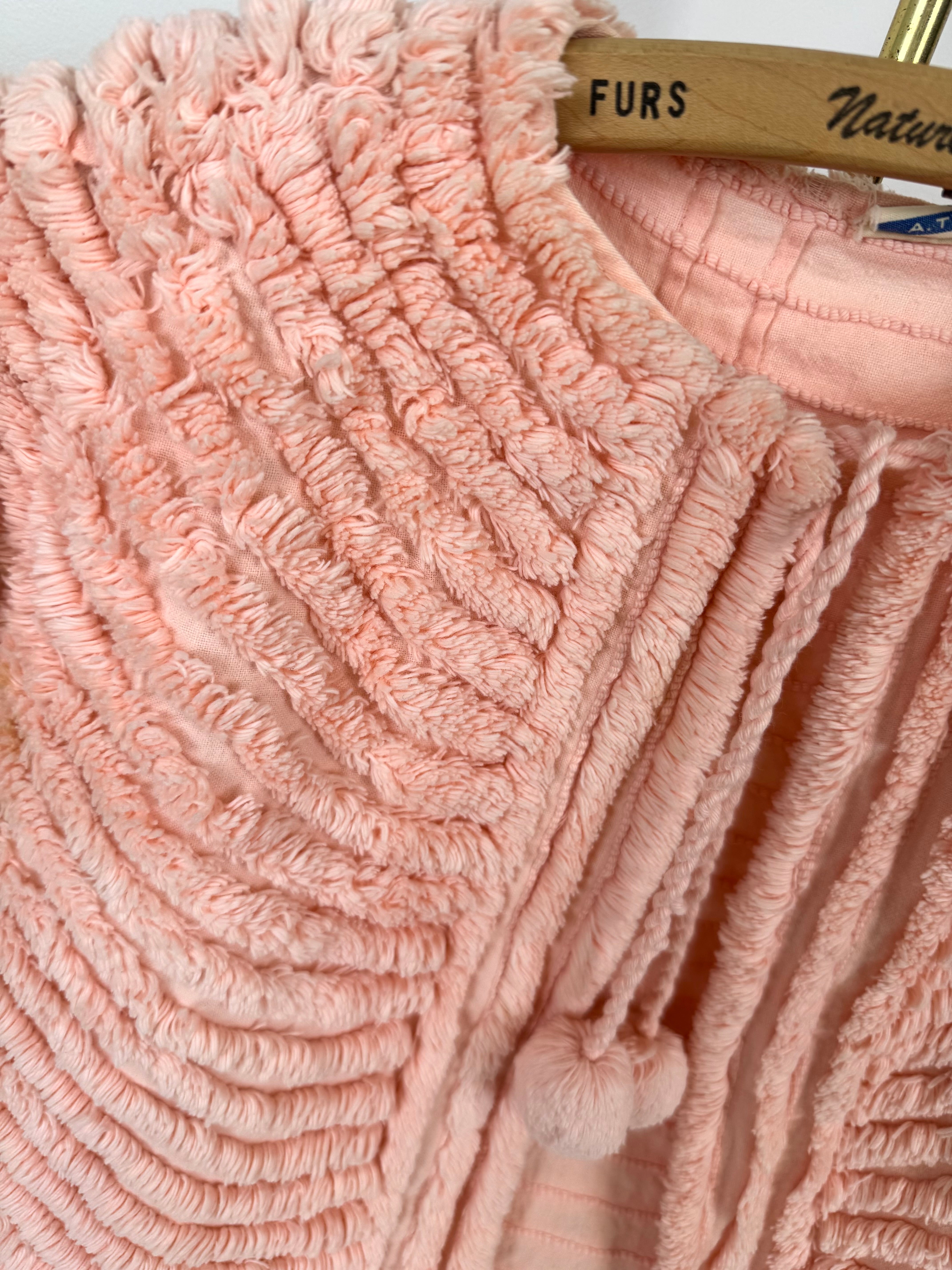 Vintage Pink Peach Chenille Shrug Jacket