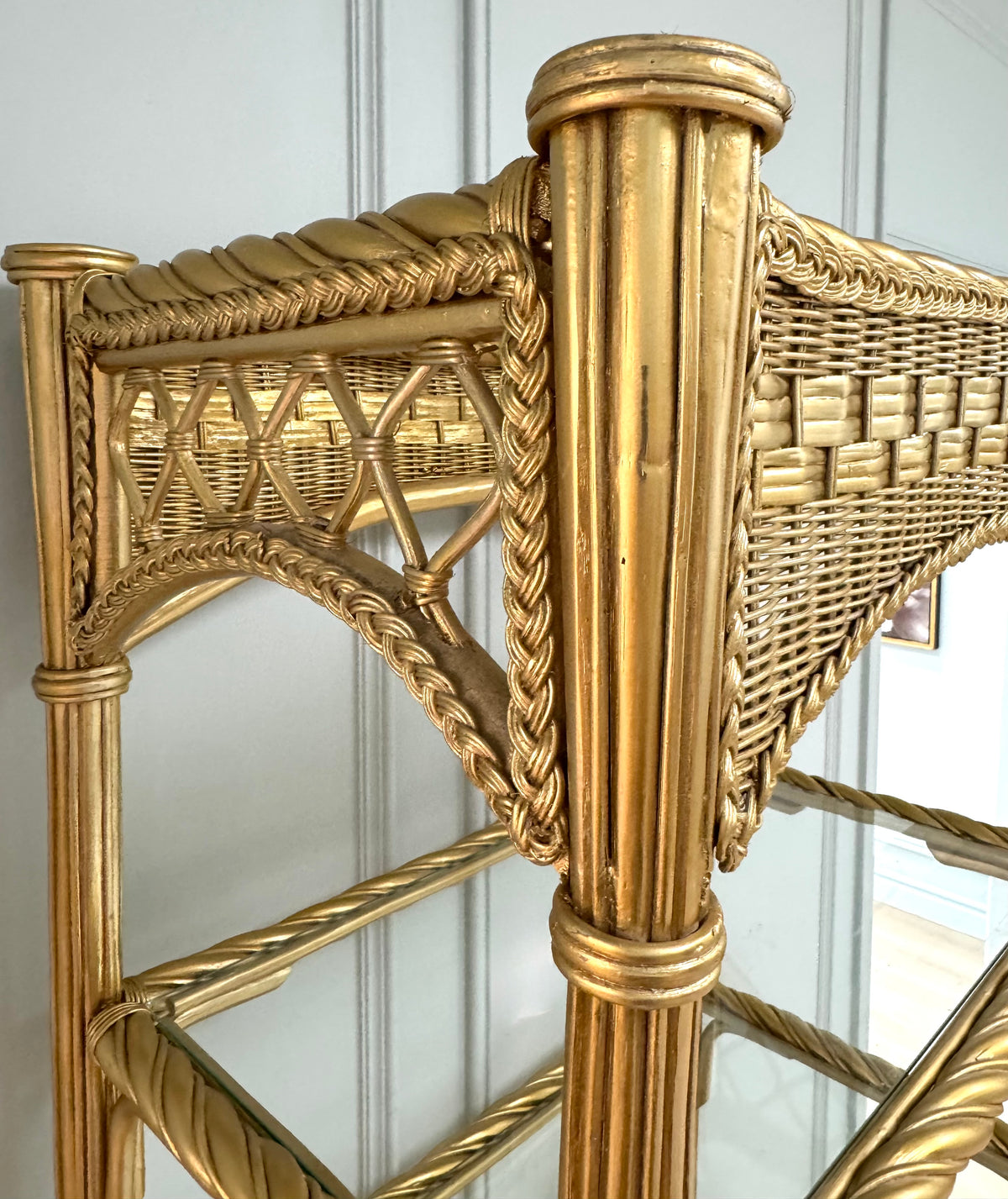 Gold Wicker & Rattan Shelf