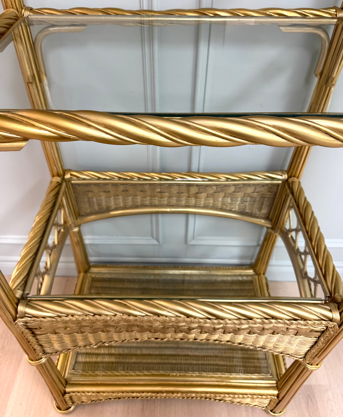 Gold Wicker & Rattan Shelf