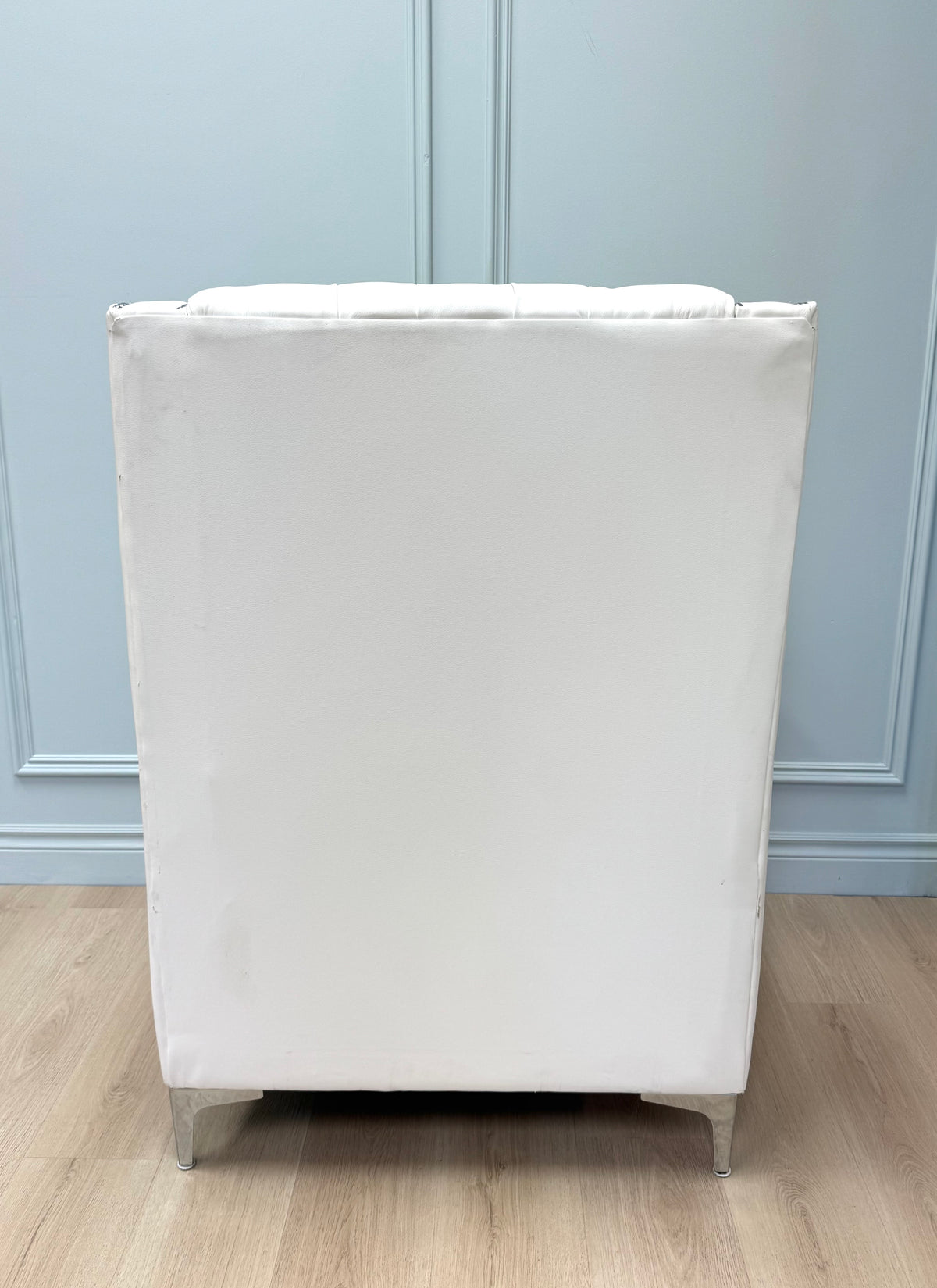 White Faux Leather Tufted Wing Chair