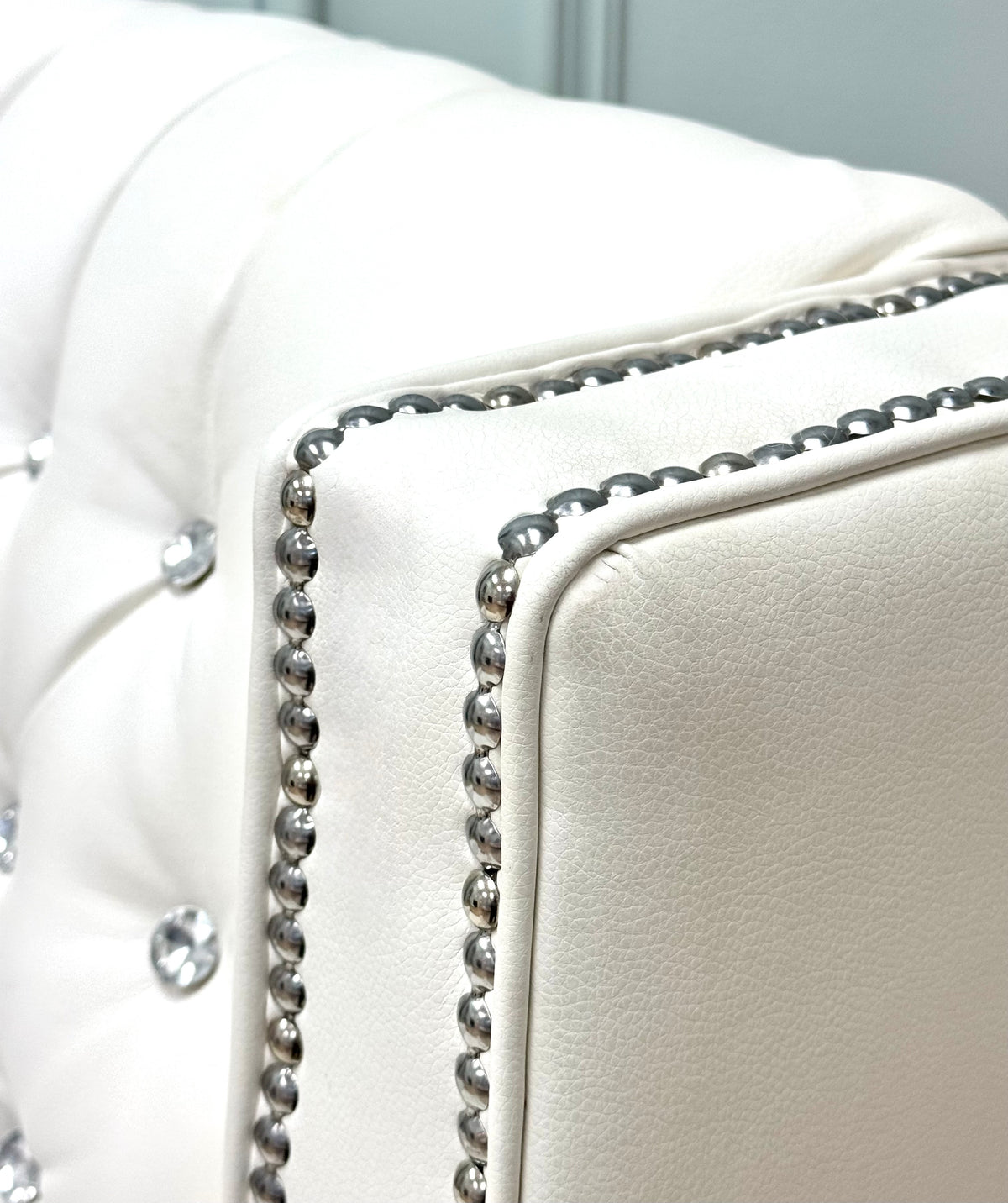 White Faux Leather Tufted Wing Chair