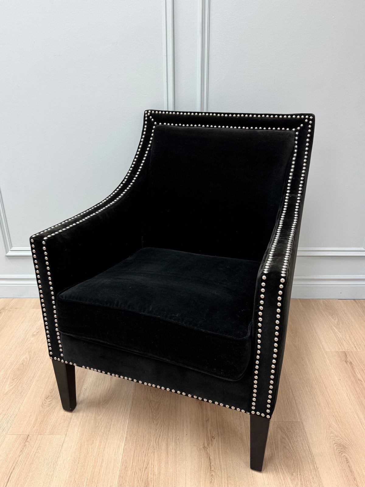 Black Velvet Slope-Arm Chair