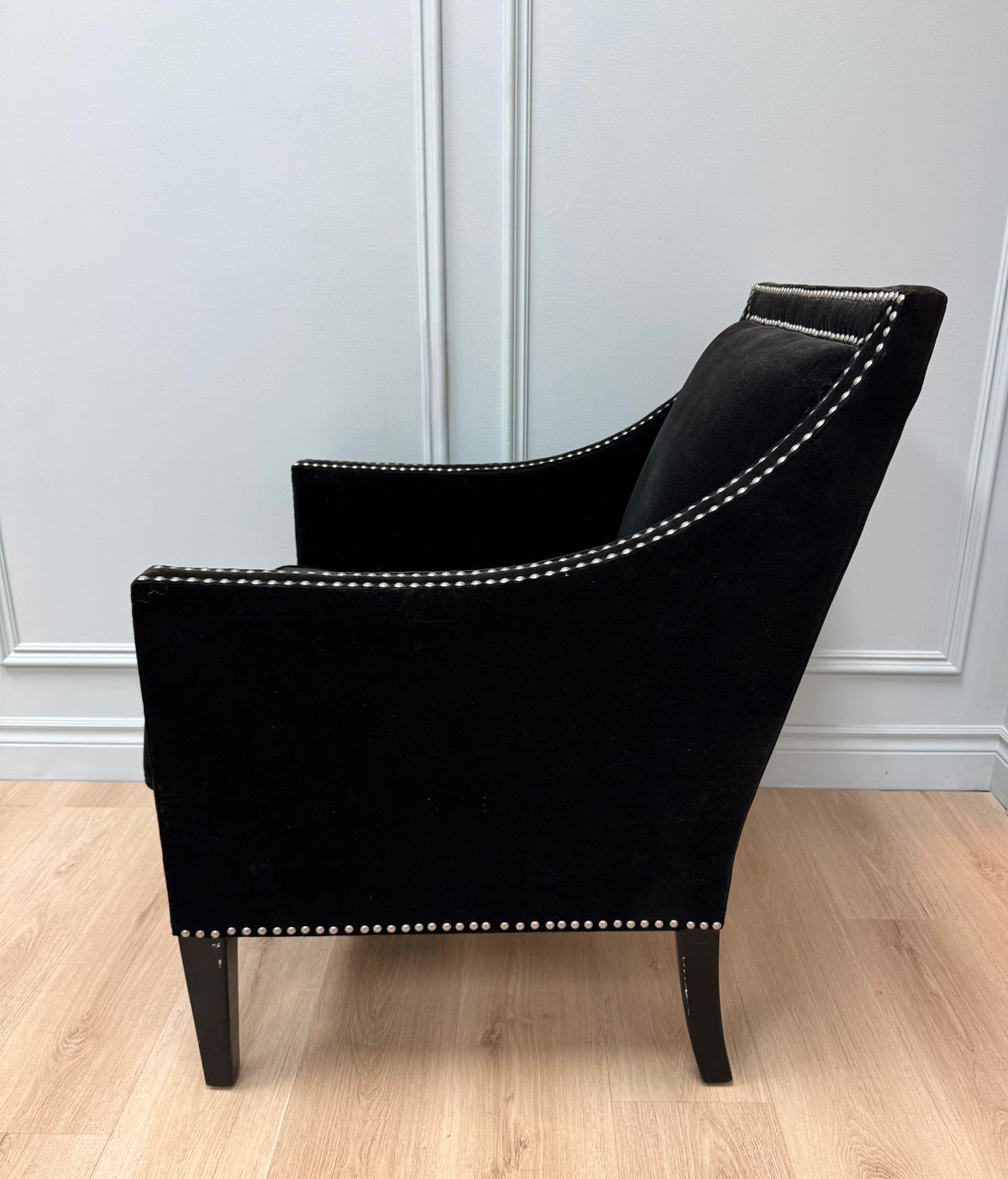 Black Velvet Slope-Arm Chair