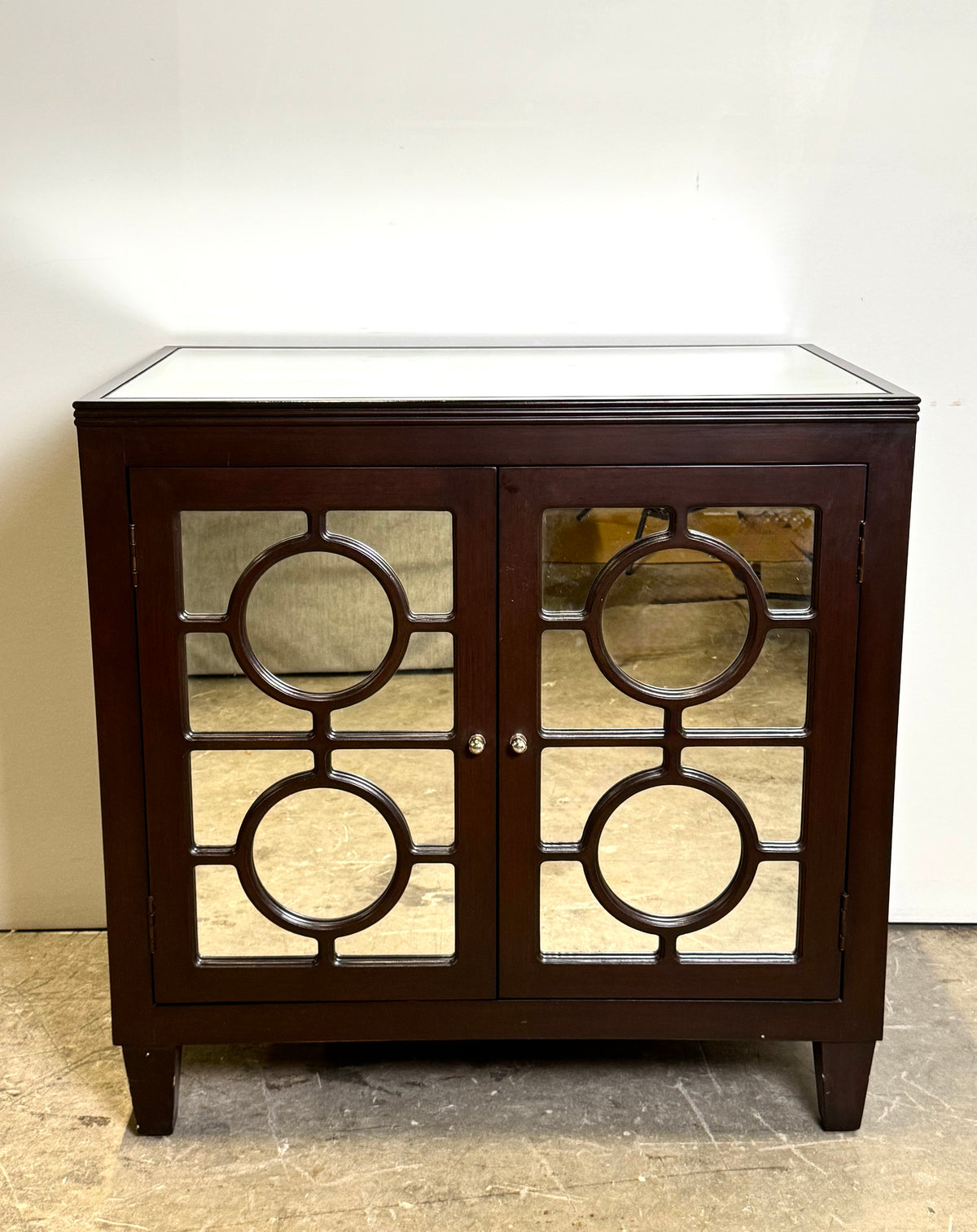 Espresso Circles Mirrored Cabinet