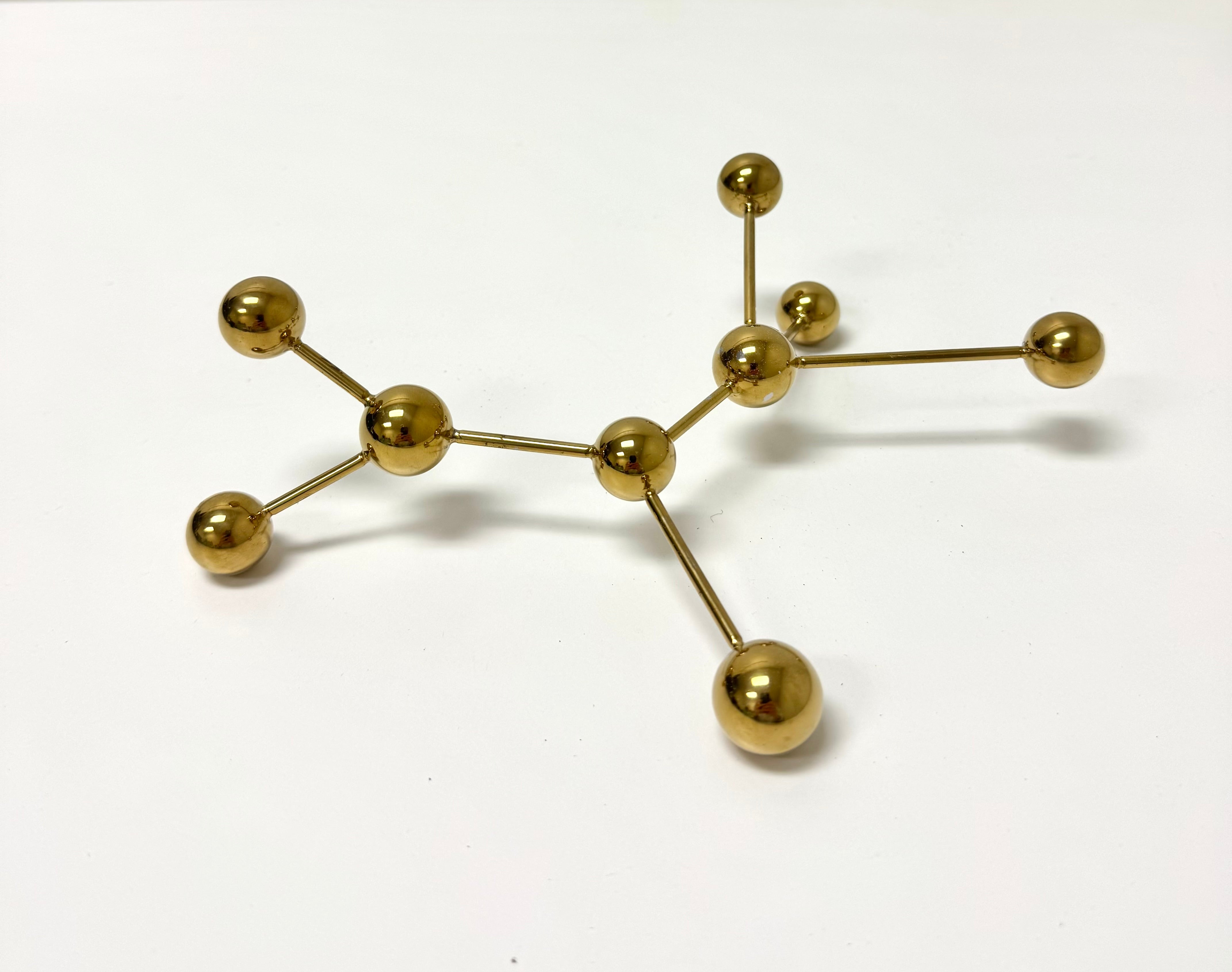 Brass Geometric Molecule Sculpture