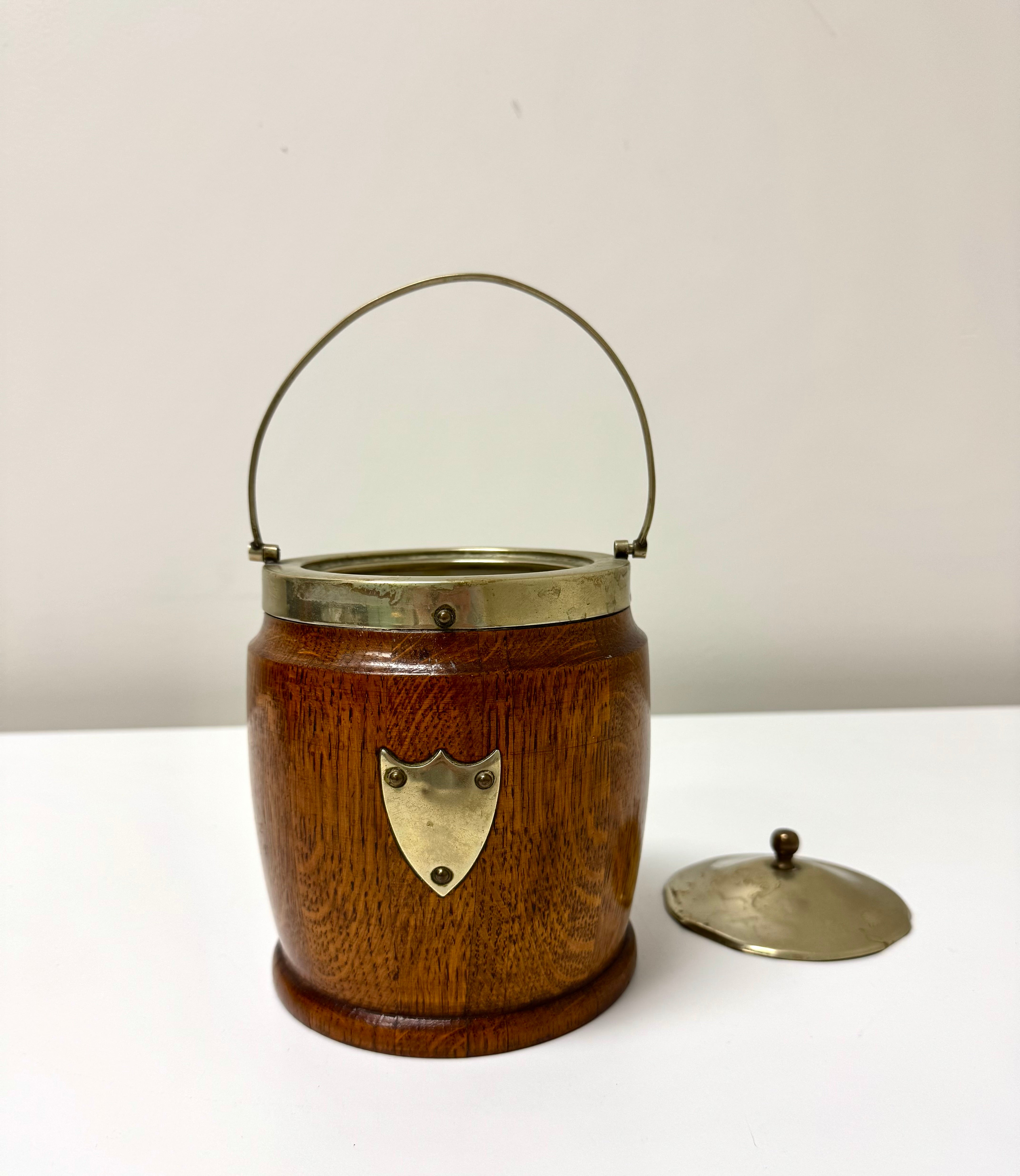 Antique English Oak Biscuit Barrel