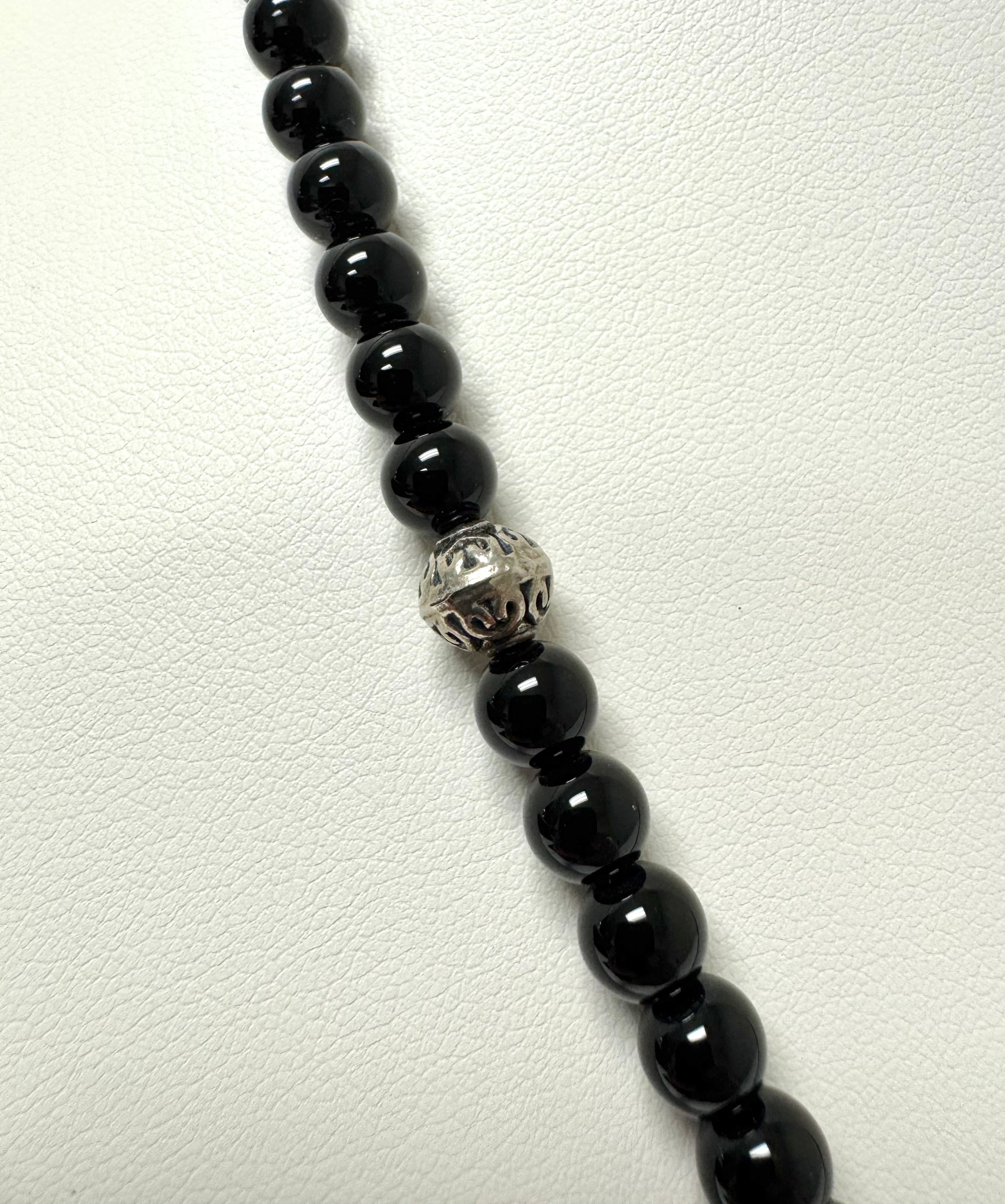 Black Onyx & Silver Bead Necklace