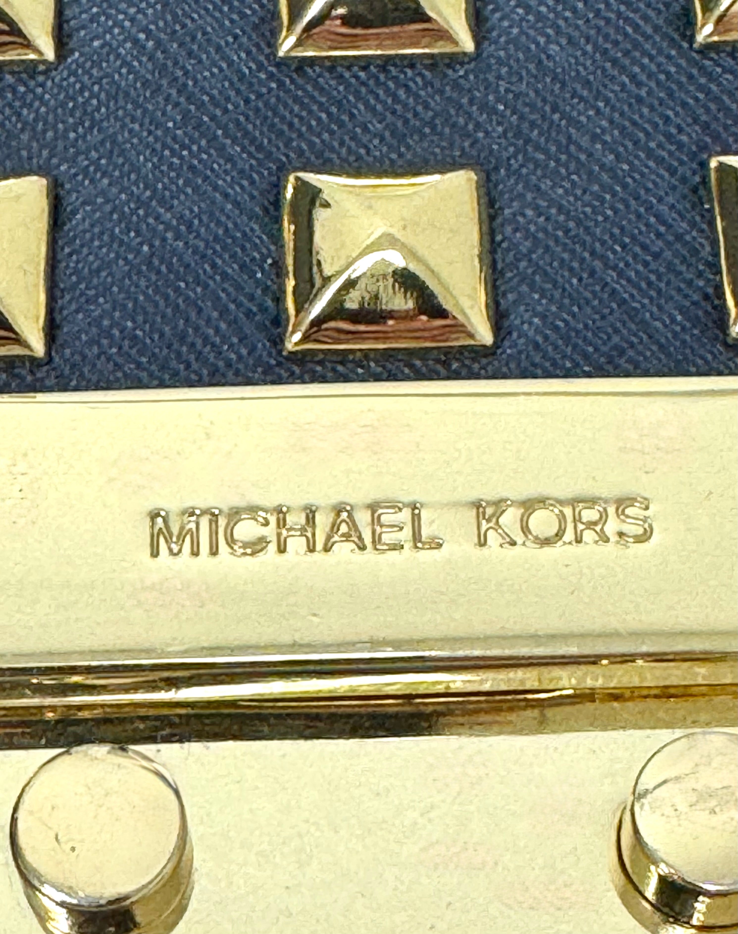 MICHAEL KORS 'Sloan' Navy Saffiano Leather Shoulder Bag