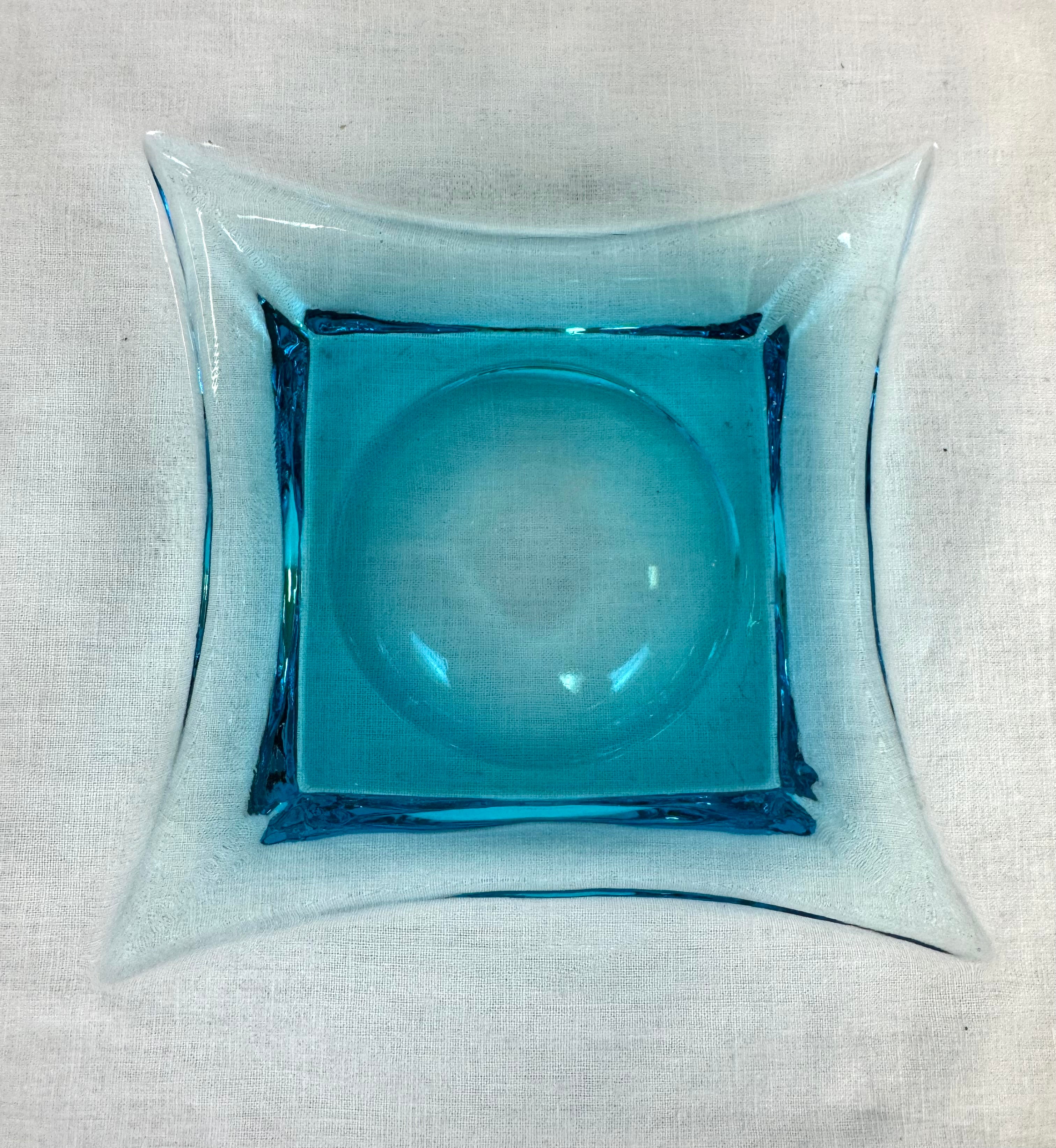 Vintage HAZEL ATLAS 'Capri' Azure Blue Glass Bowl