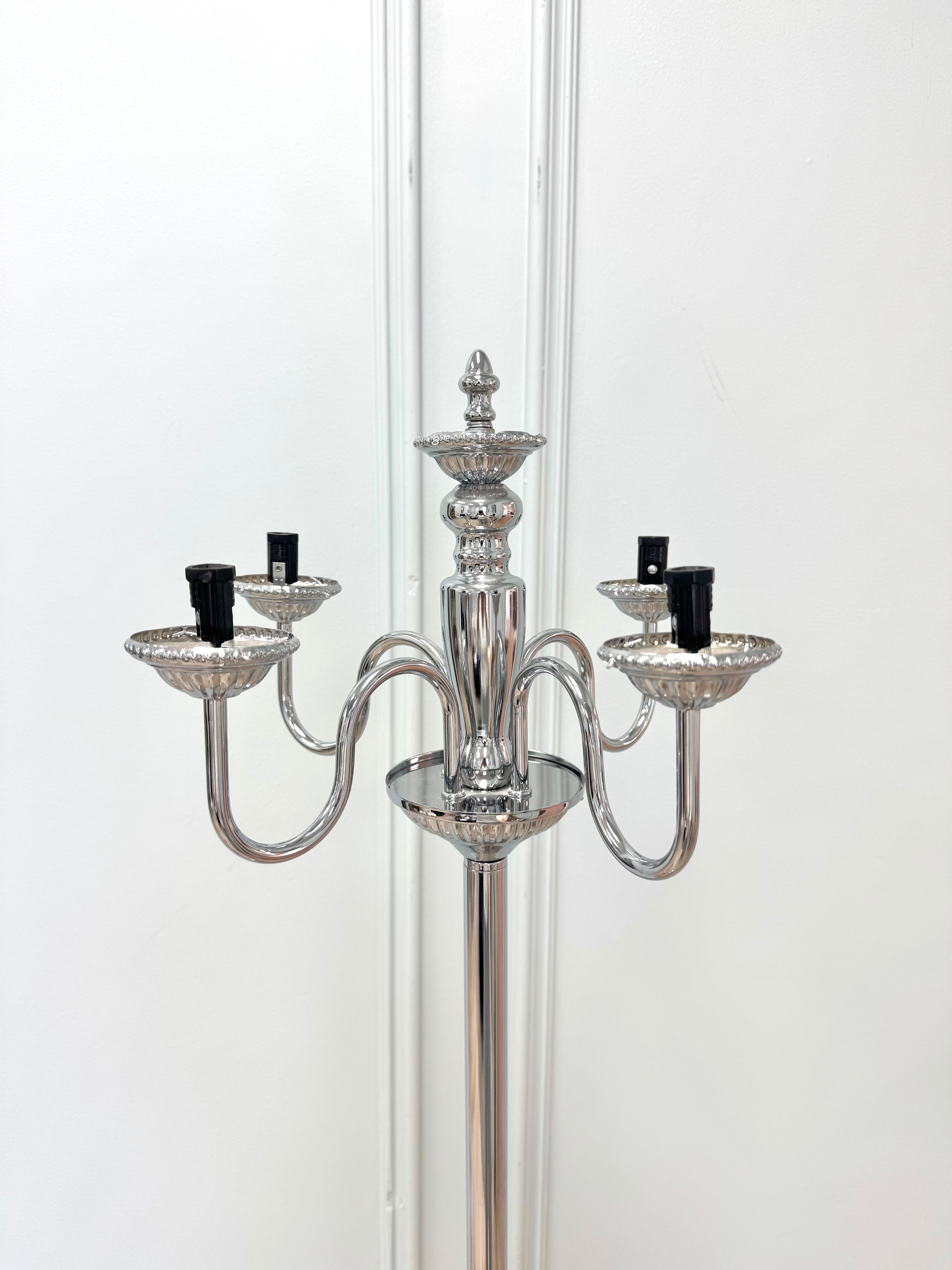 Polished Chrome Candelabra Floor Lamp