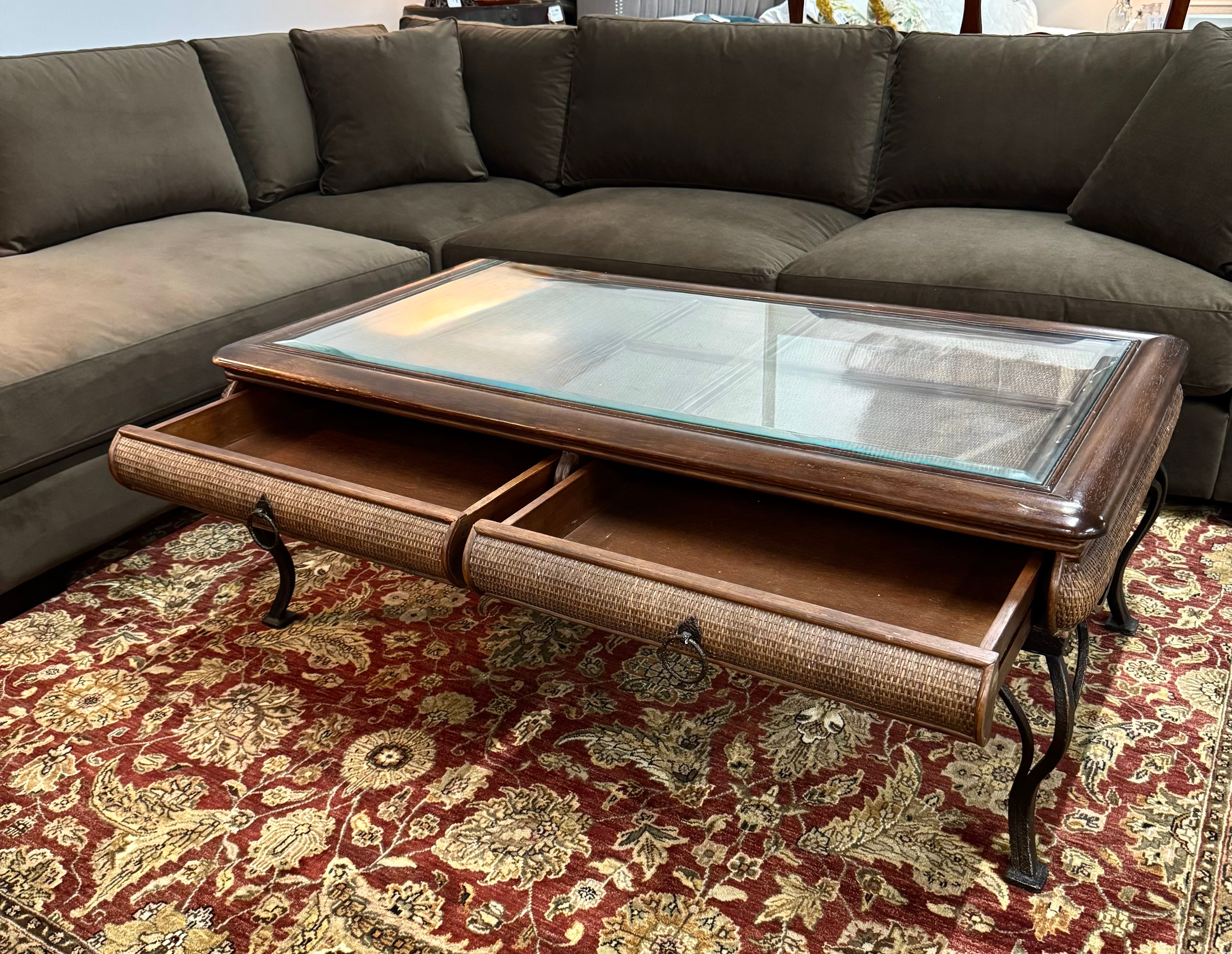 Iron & Rattan Coffee Table