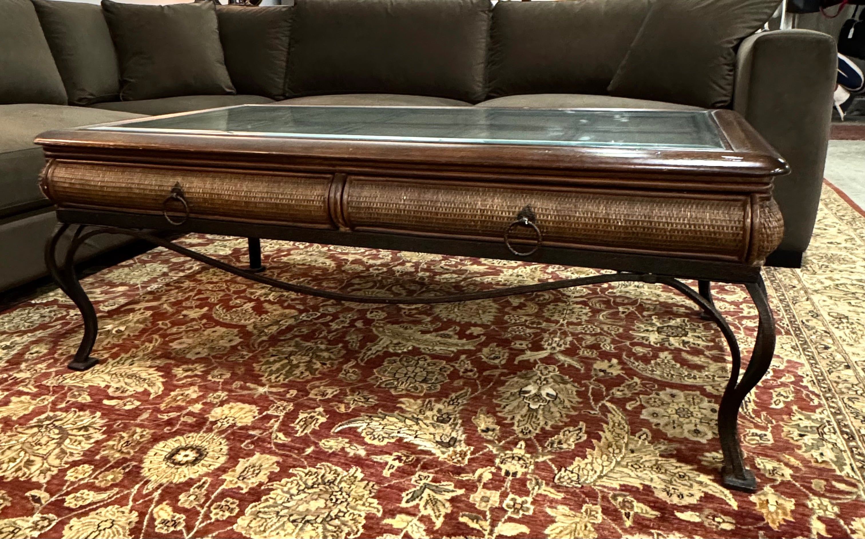 Iron & Rattan Coffee Table
