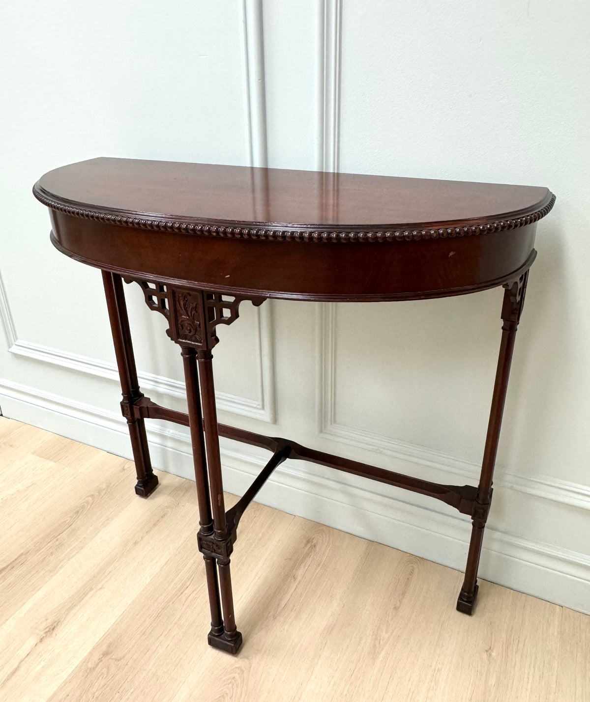 Beaded Demilune Console Table