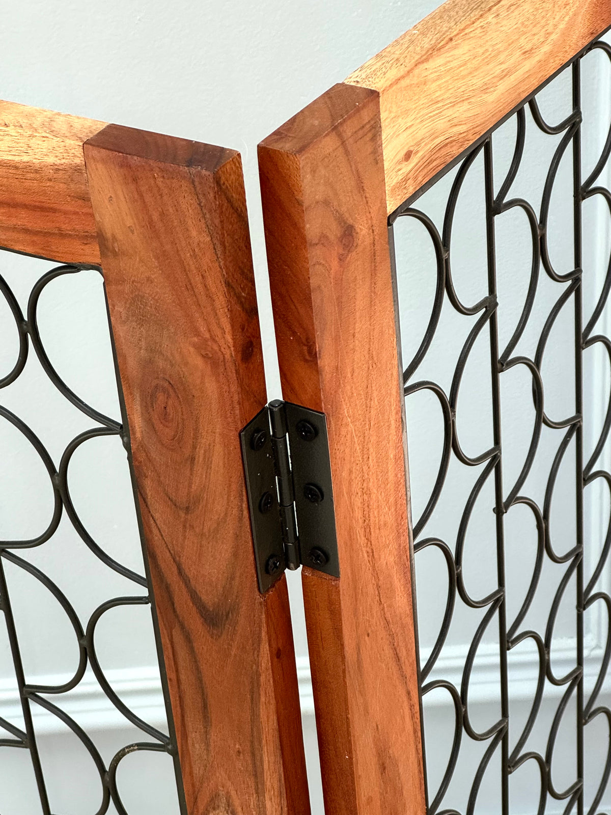 Four-panel Wood & Iron Pet Gate/Divider