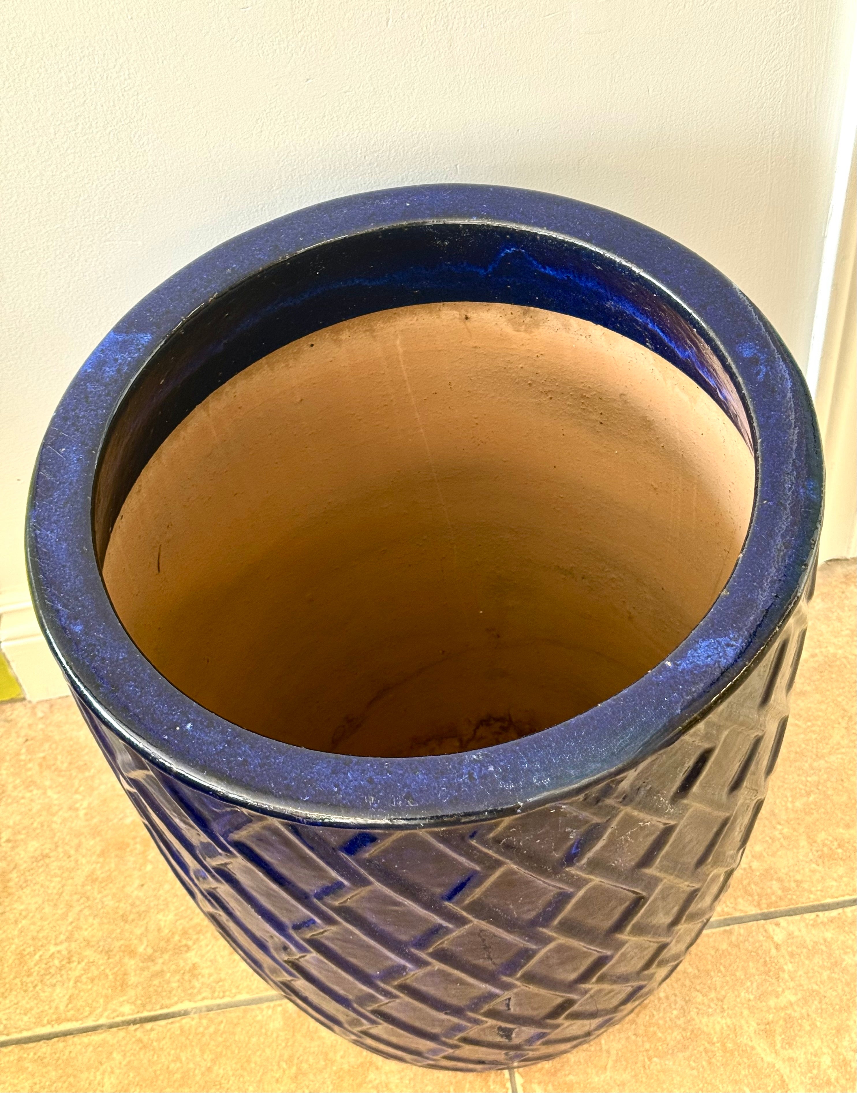Deep Cobalt Blue Ceramic Floor Vase