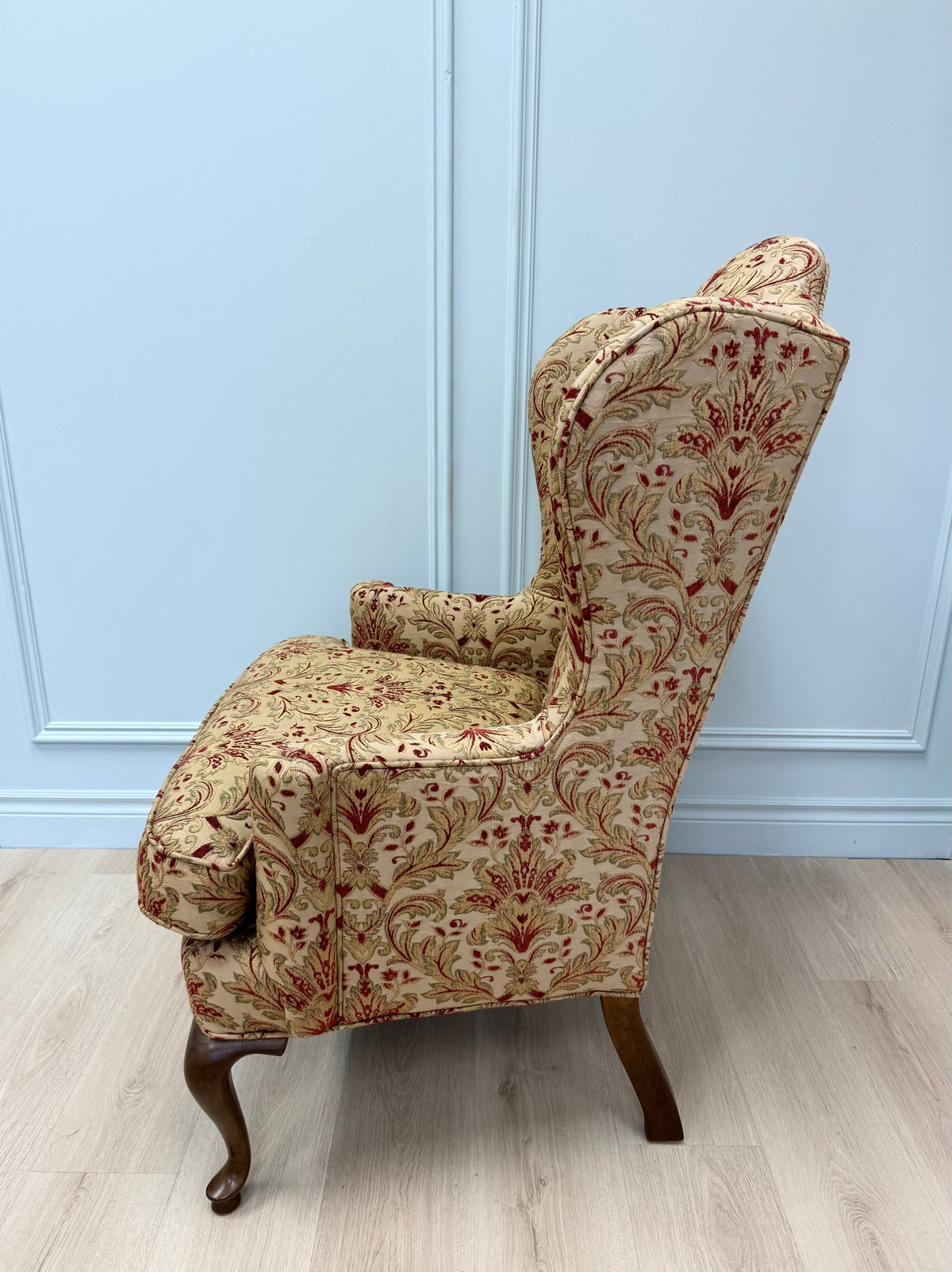 ART SHOPPE Custom Gold Damask Wing Chair