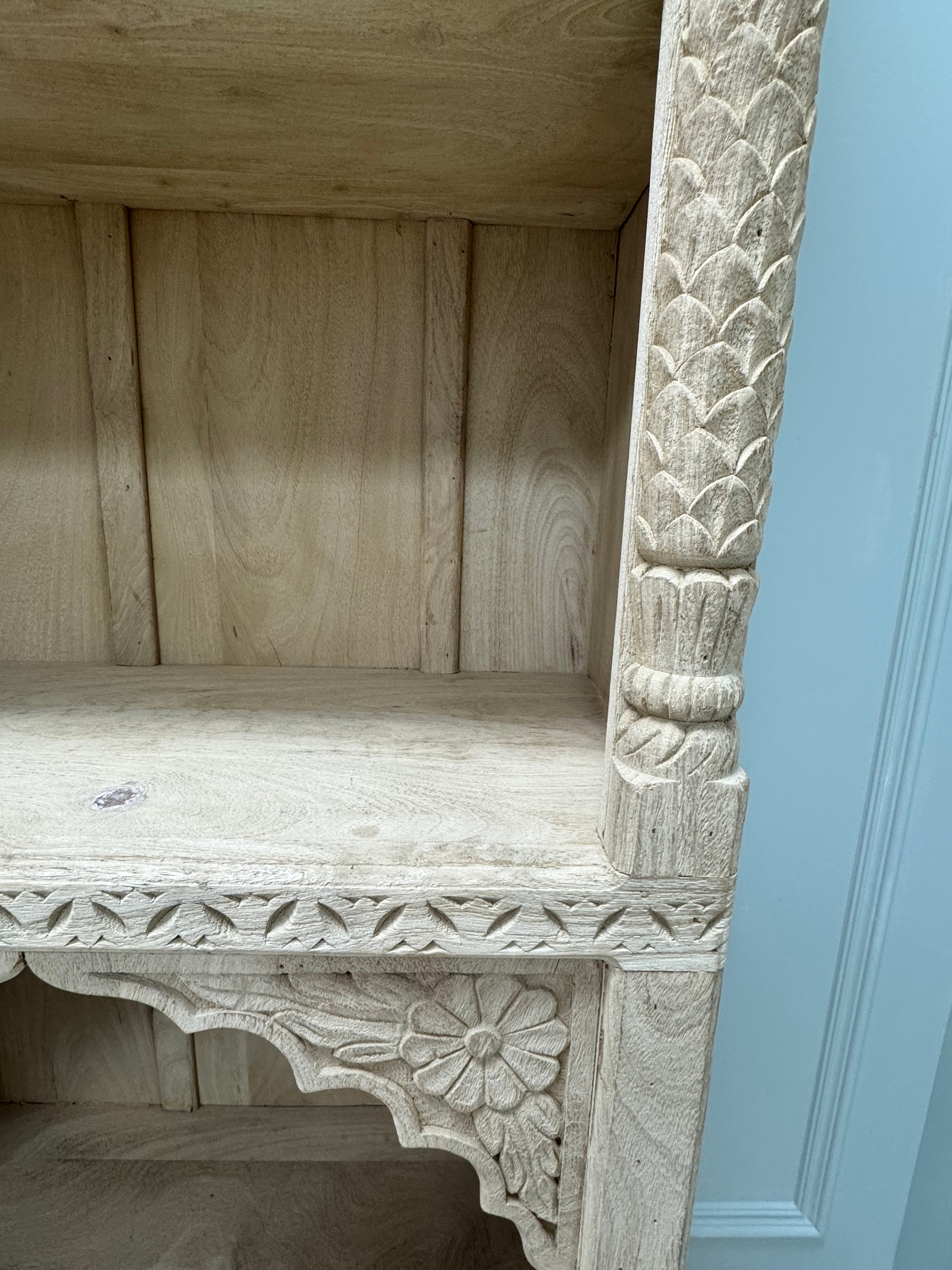 Hand-carved Natural Wood Shelf