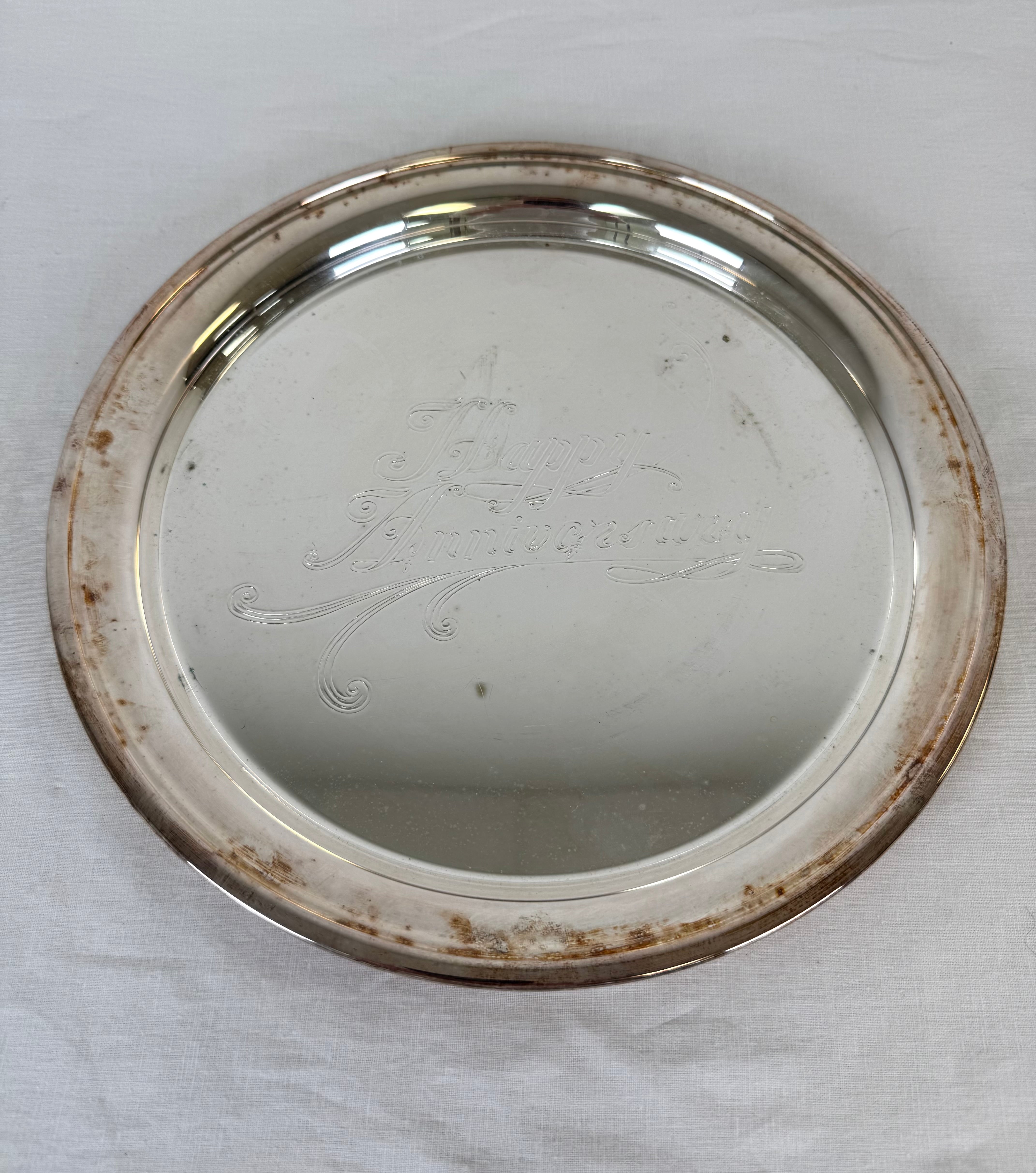 Vintage Silverplate 12" Anniversary Tray