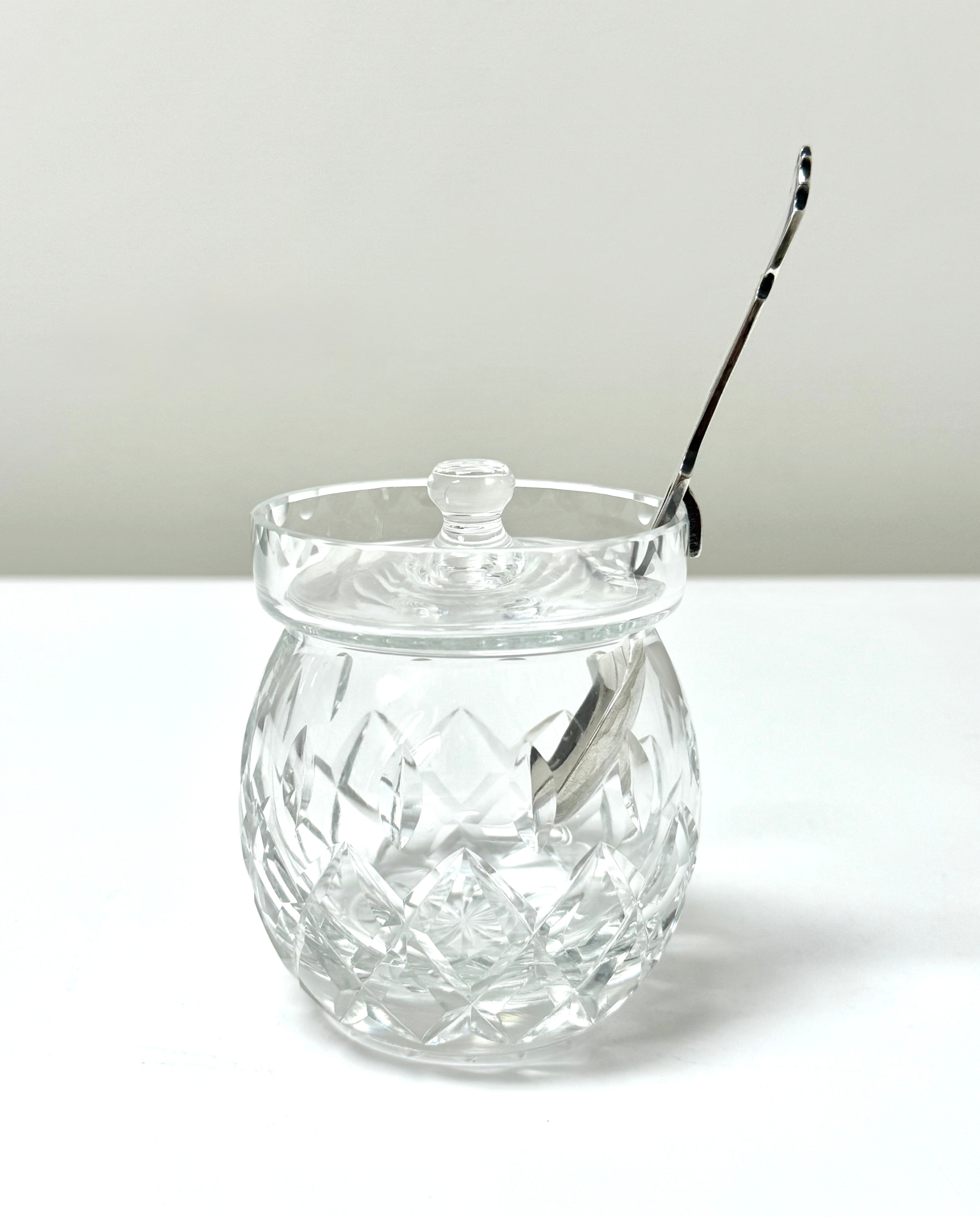 Crystal Condiment Jar with Silverplate Spoon