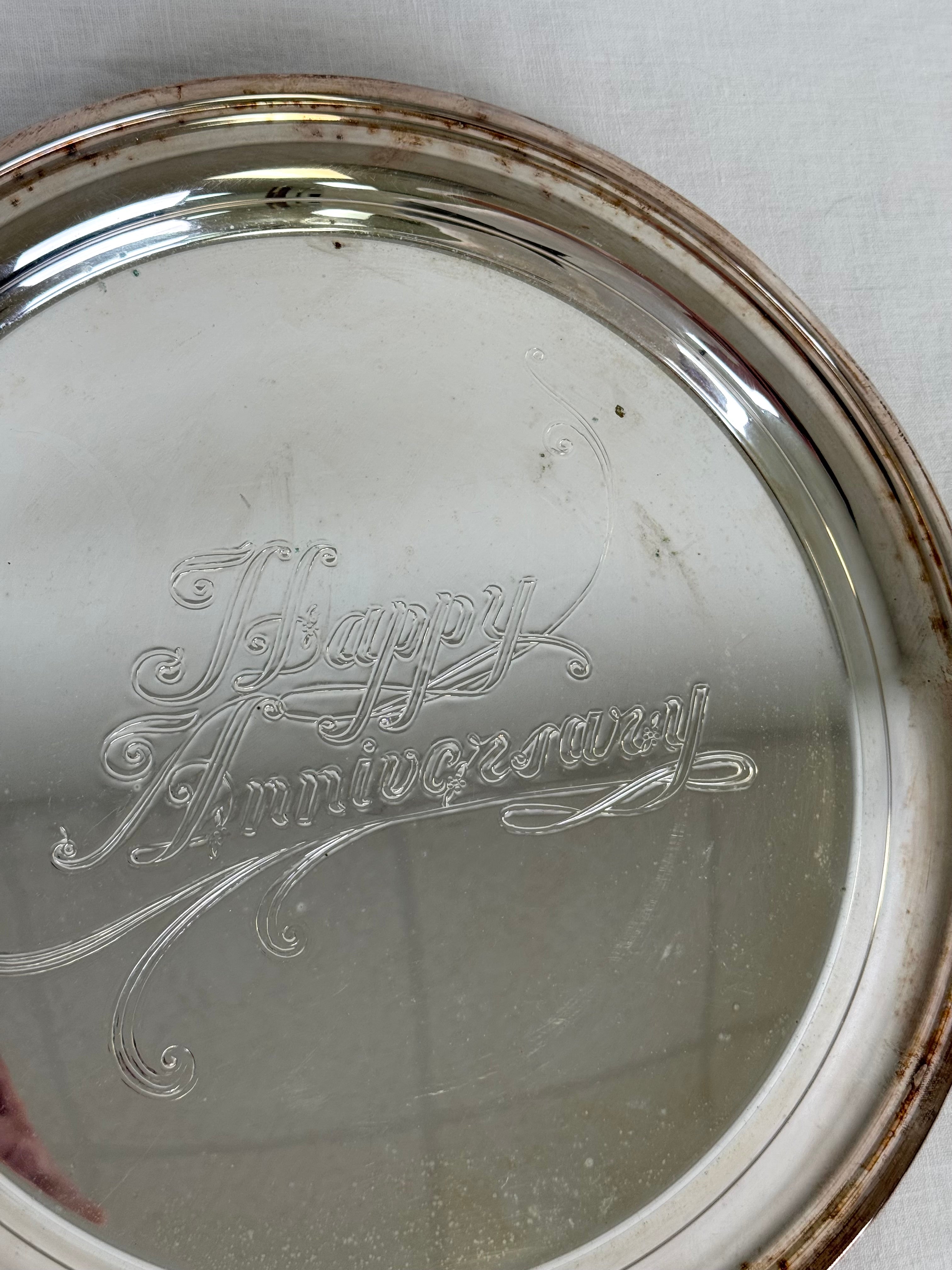 Vintage Silverplate 12" Anniversary Tray