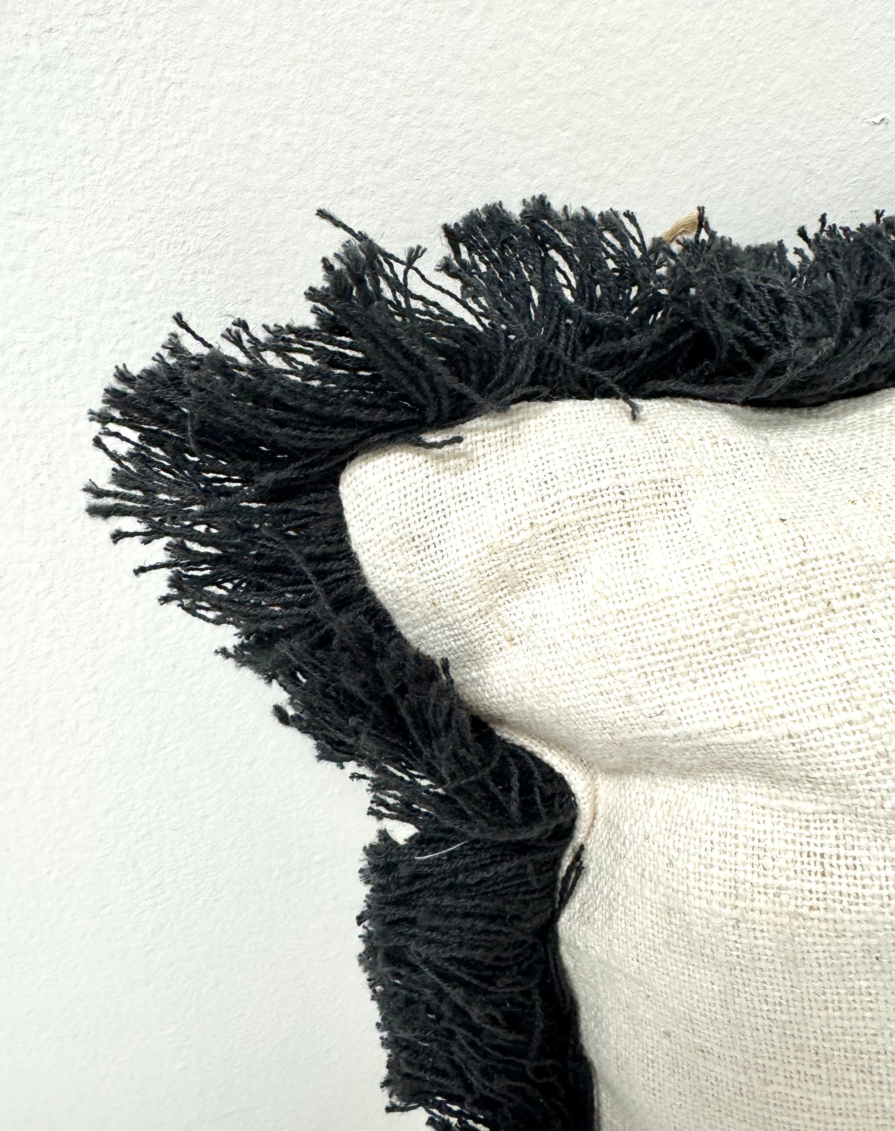 Oatmeal Linen 15" Pillow with Black Fringe