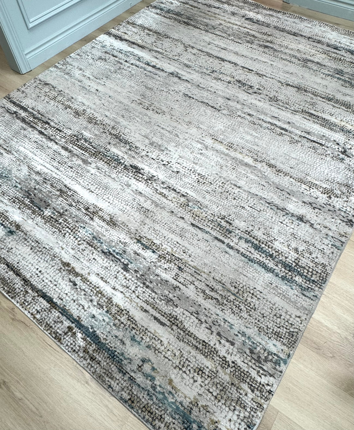 Ivory, Gray & Blue Abstract 7'-10" x 10'-2" Rug