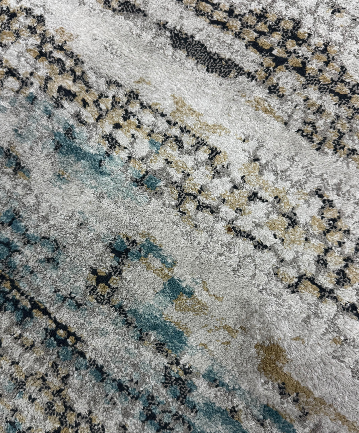 Ivory, Gray & Blue Abstract 7'-10" x 10'-2" Rug