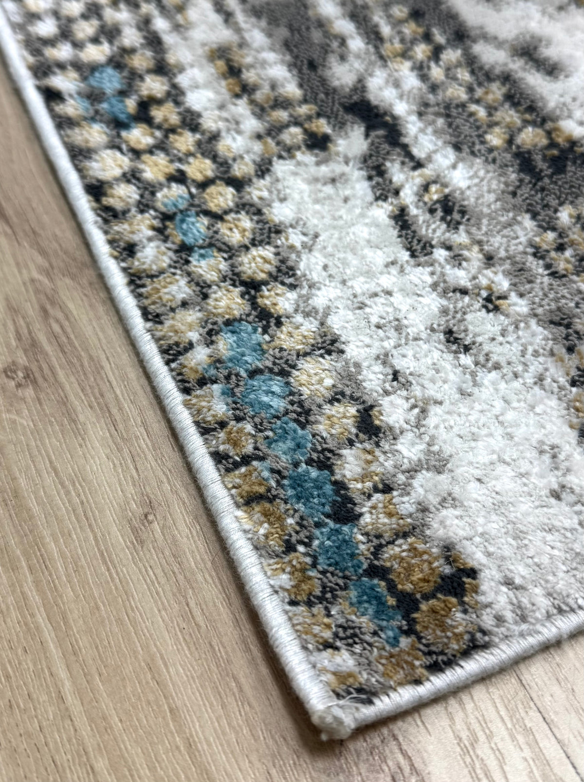 Ivory, Gray & Blue Abstract 7'-10" x 10'-2" Rug