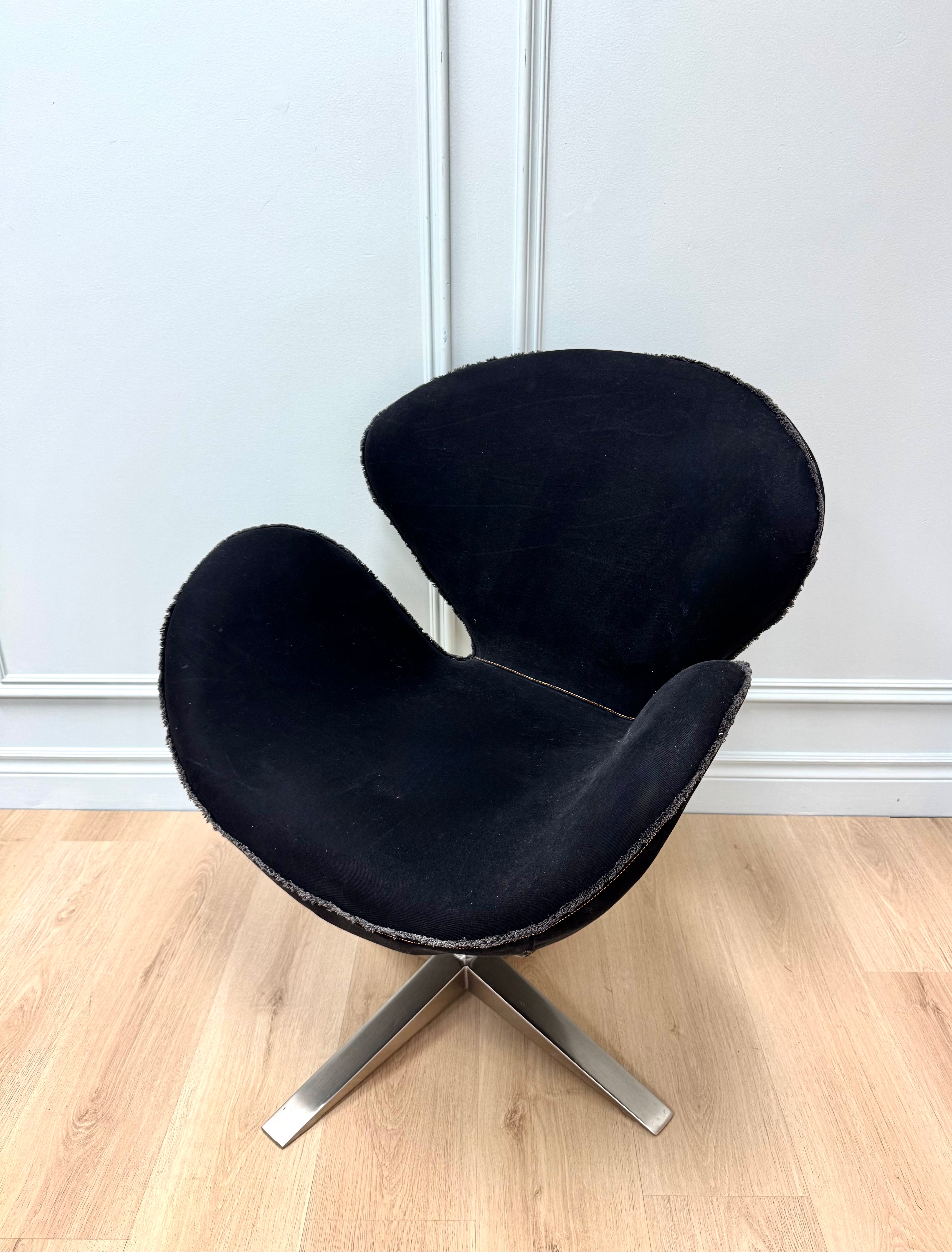 Black Canvas Swan Chair