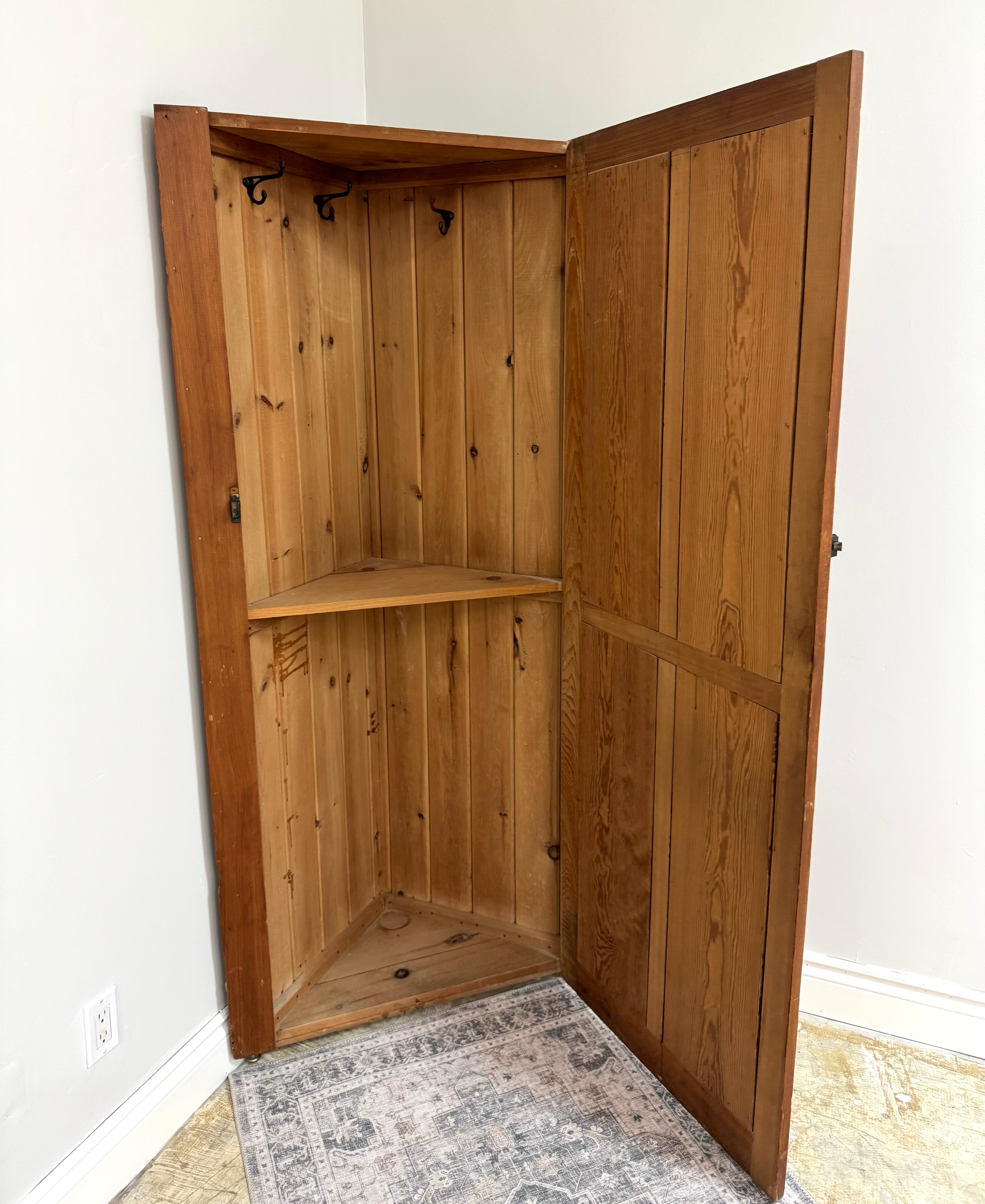 Rustic Pine Corner Cabinet