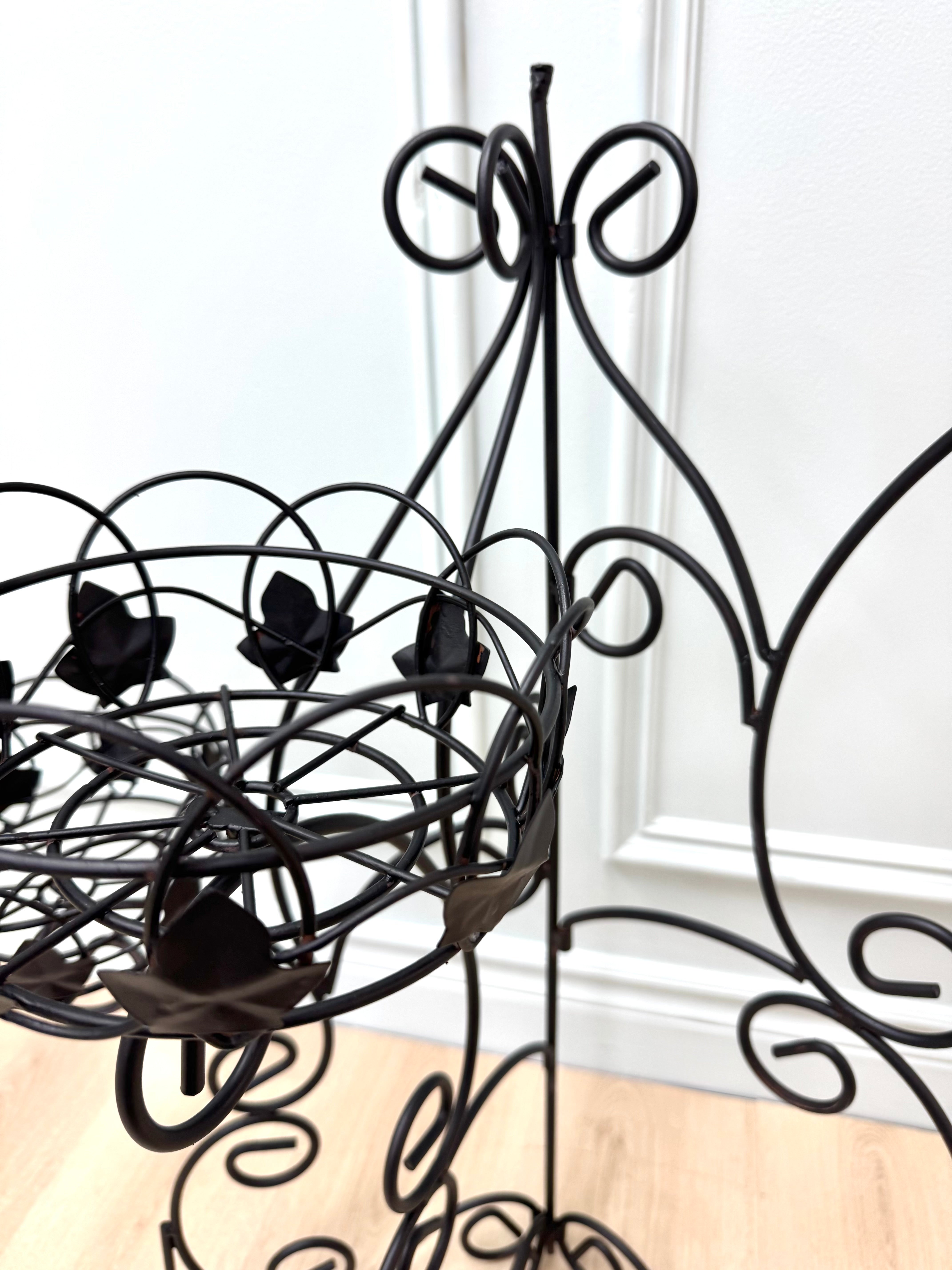 Black Metal Three-tier Foldable Plant Stand