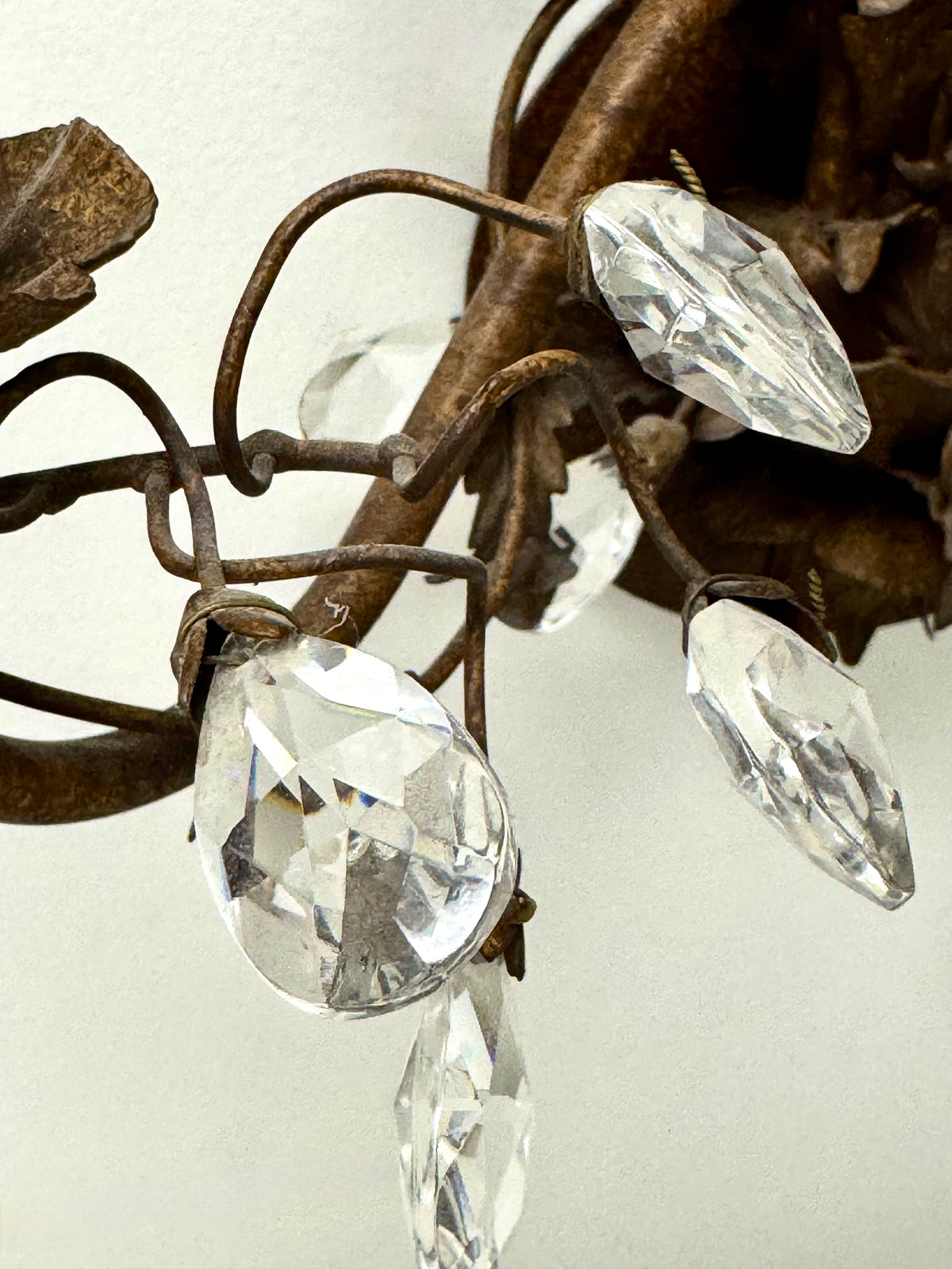 Bronze Vine Sconces with Crystals Set of 2