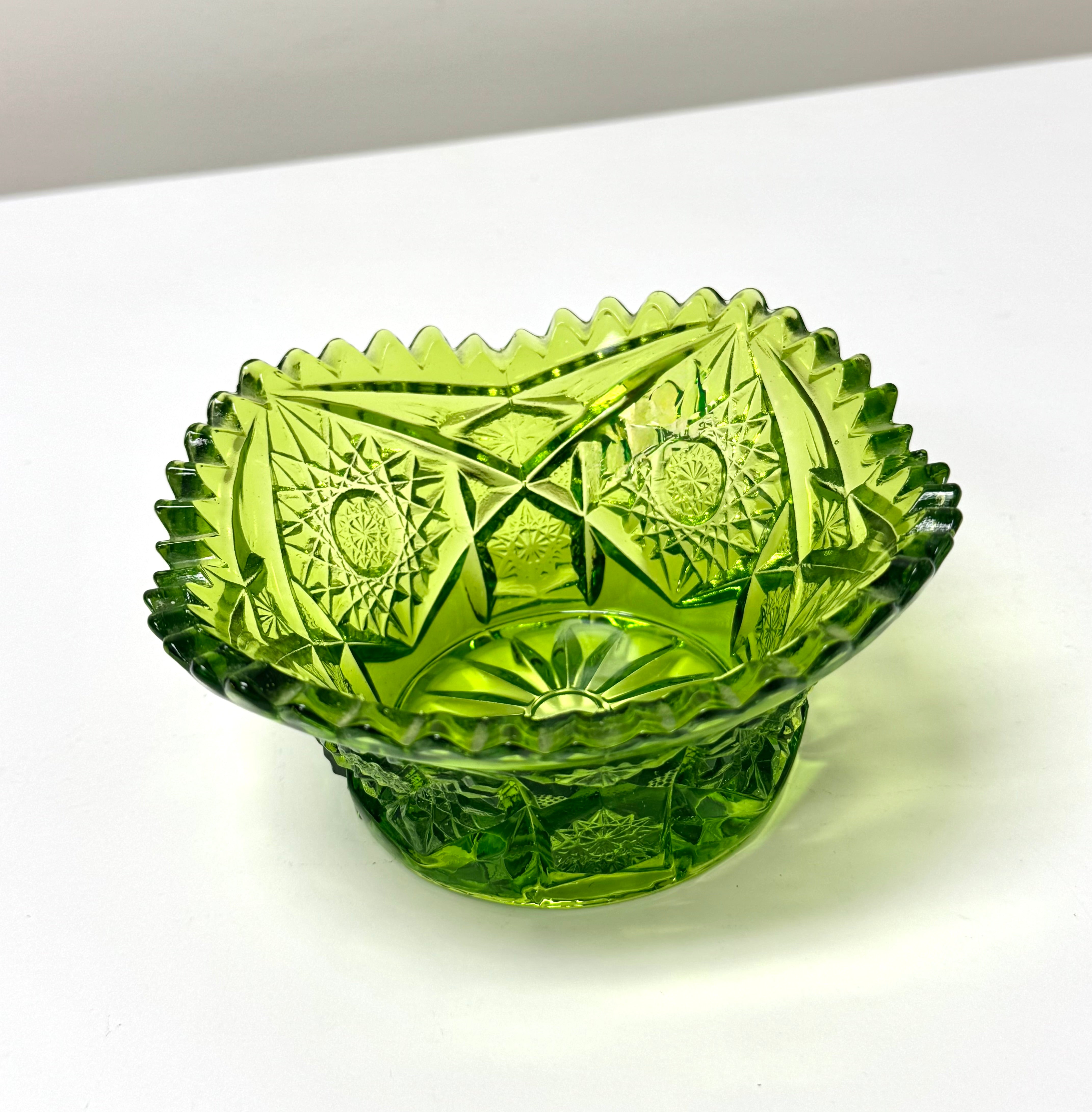 Vintage ANCHOR HOCKING Emerald Cut Glass Bowl