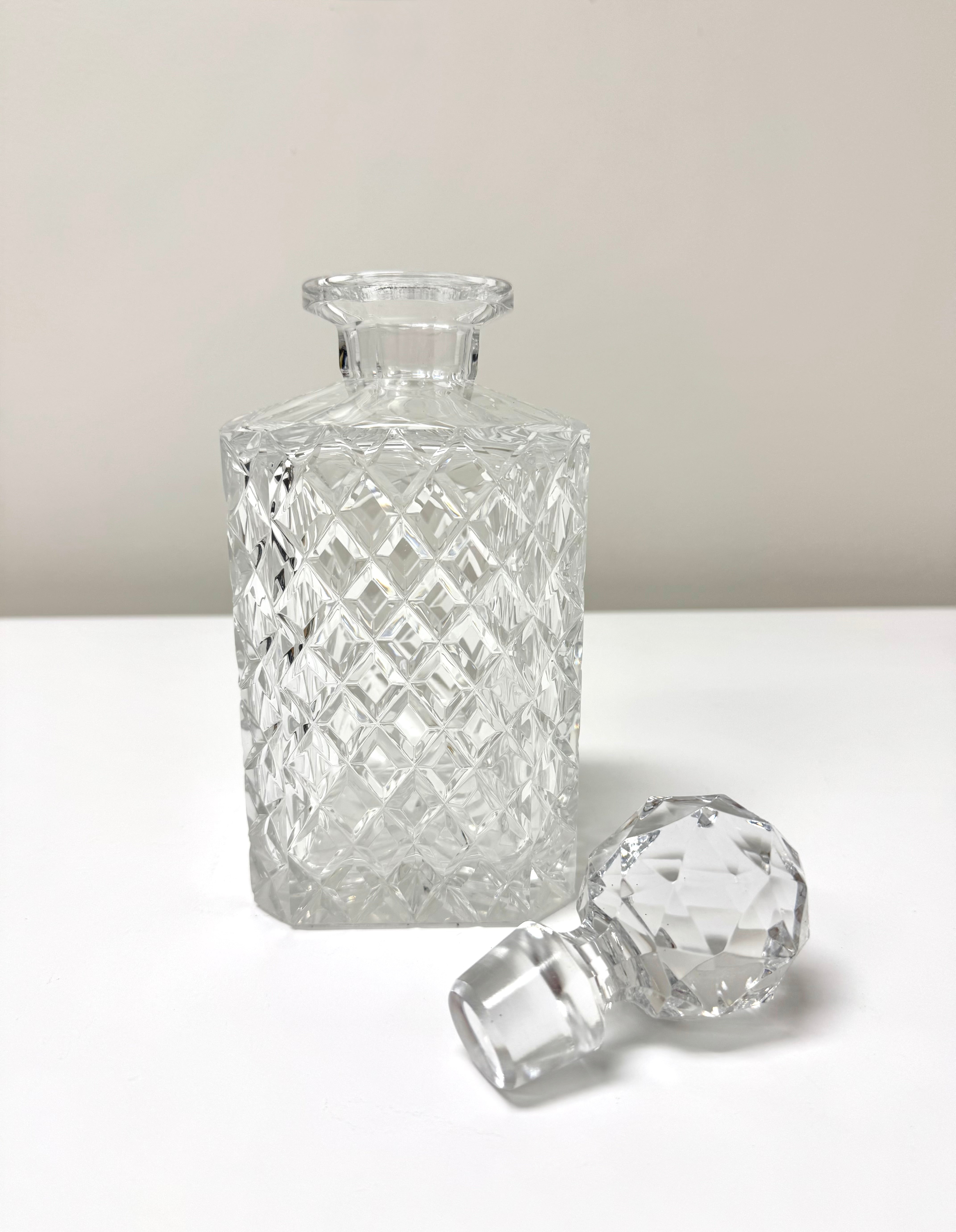 Cut Glass Decanter with Faceted Ball Stopper