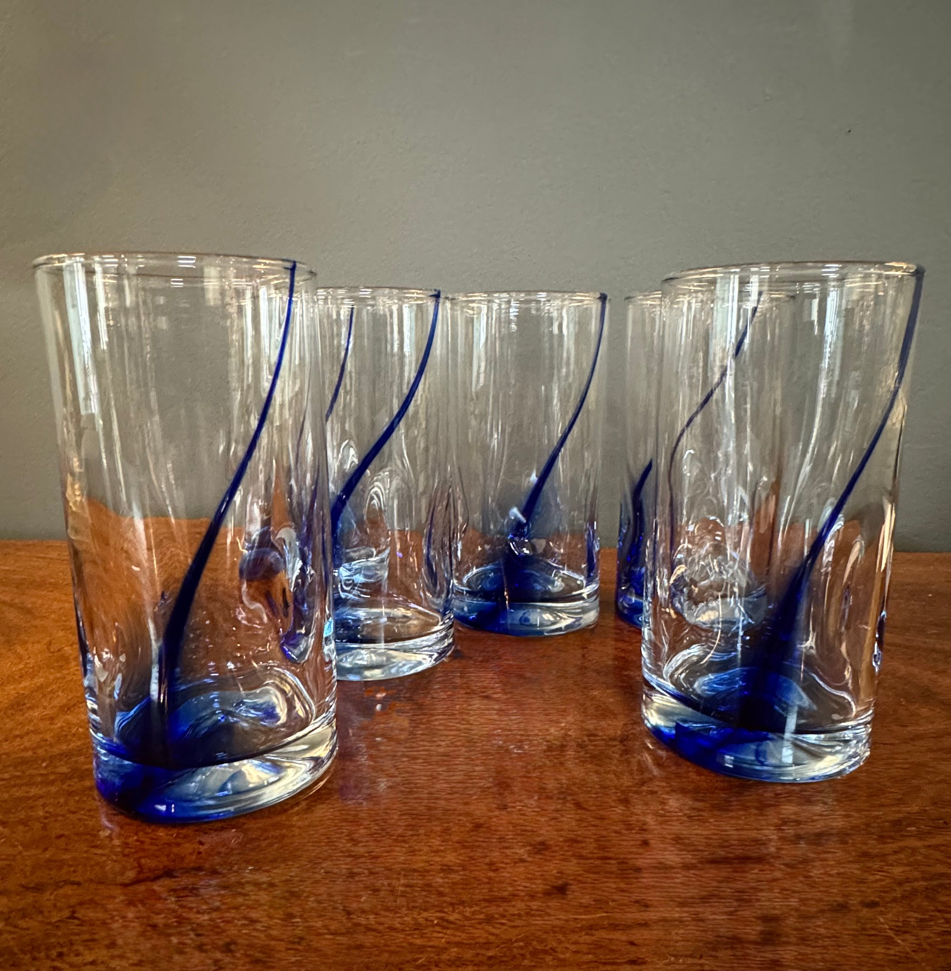 Vintage LIBBEY Blue Ribbon Glasses Set of