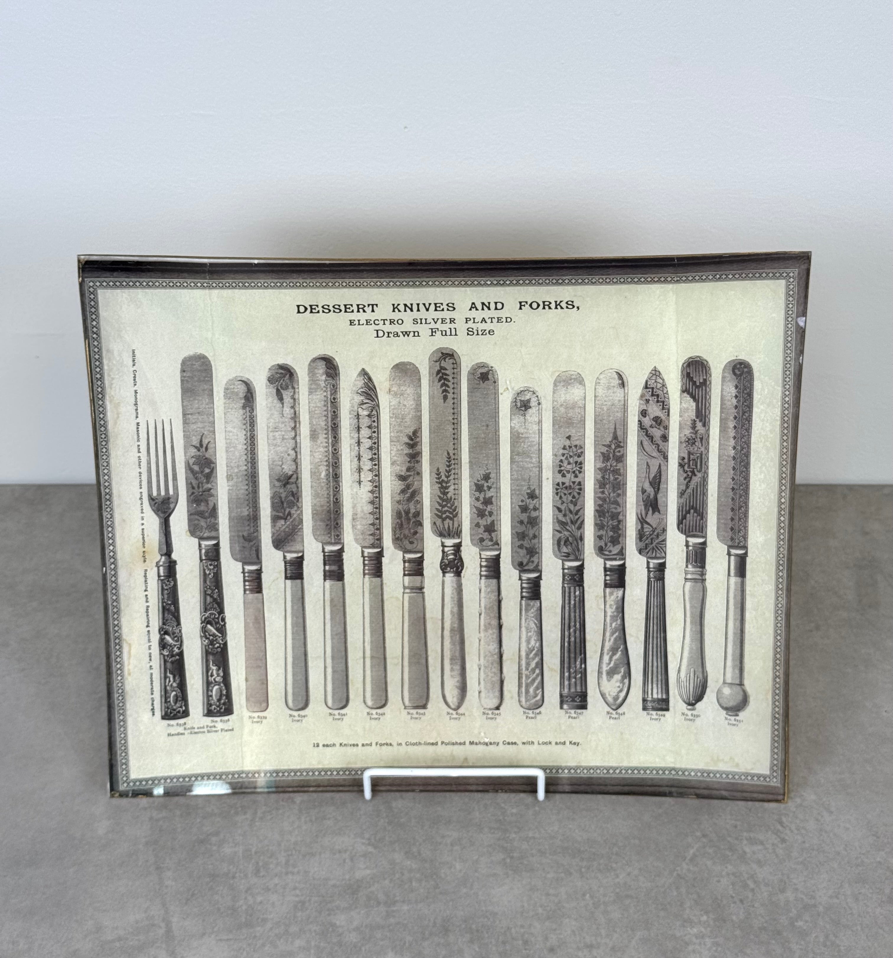 TWO'S COMPANY Antique Flatware Glass Tray