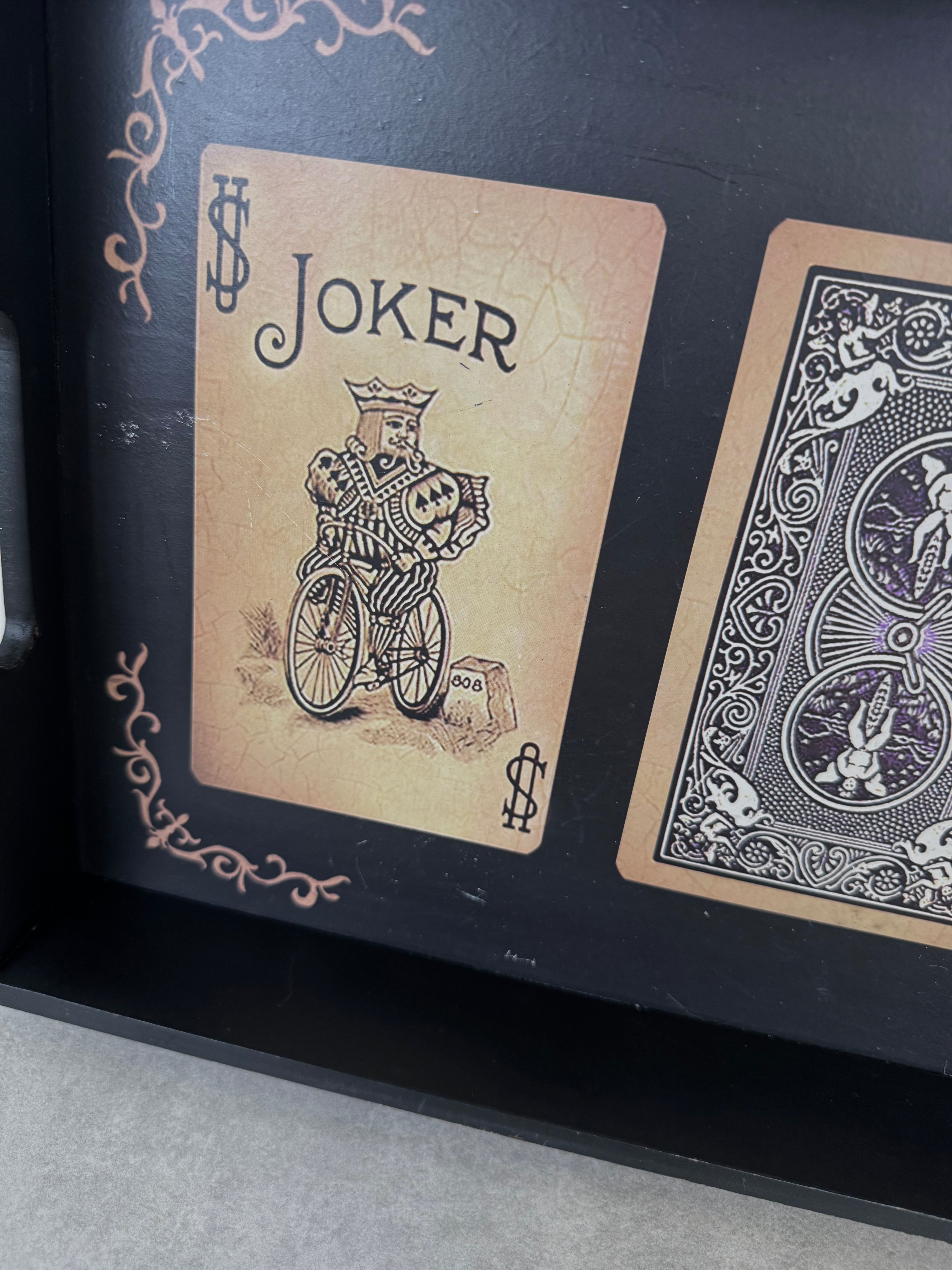 Black Wood Bicycle Cards Tray