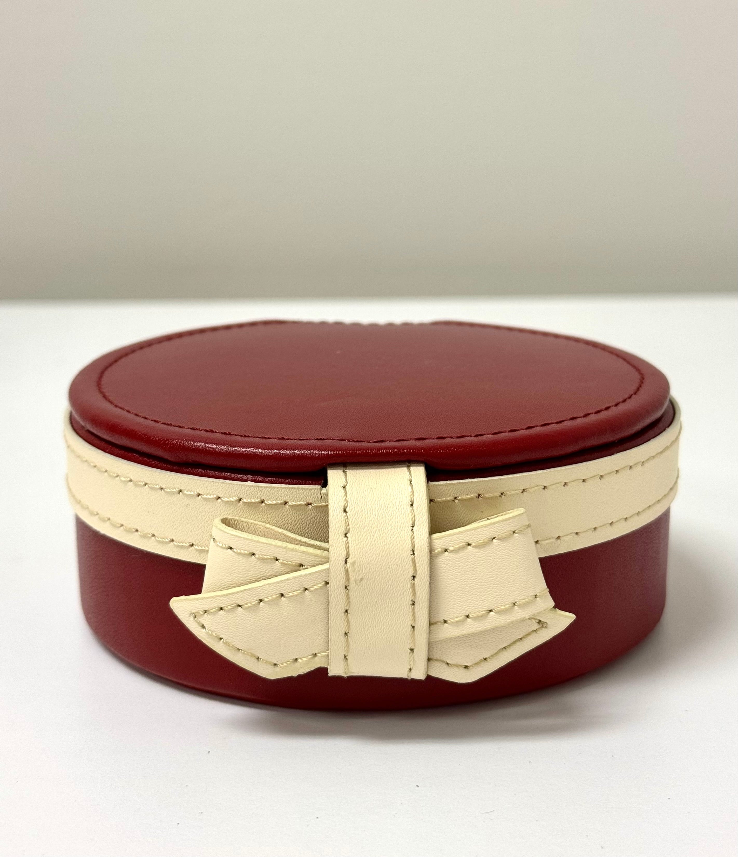 DANIER Red Leather Box with Ivory Bow